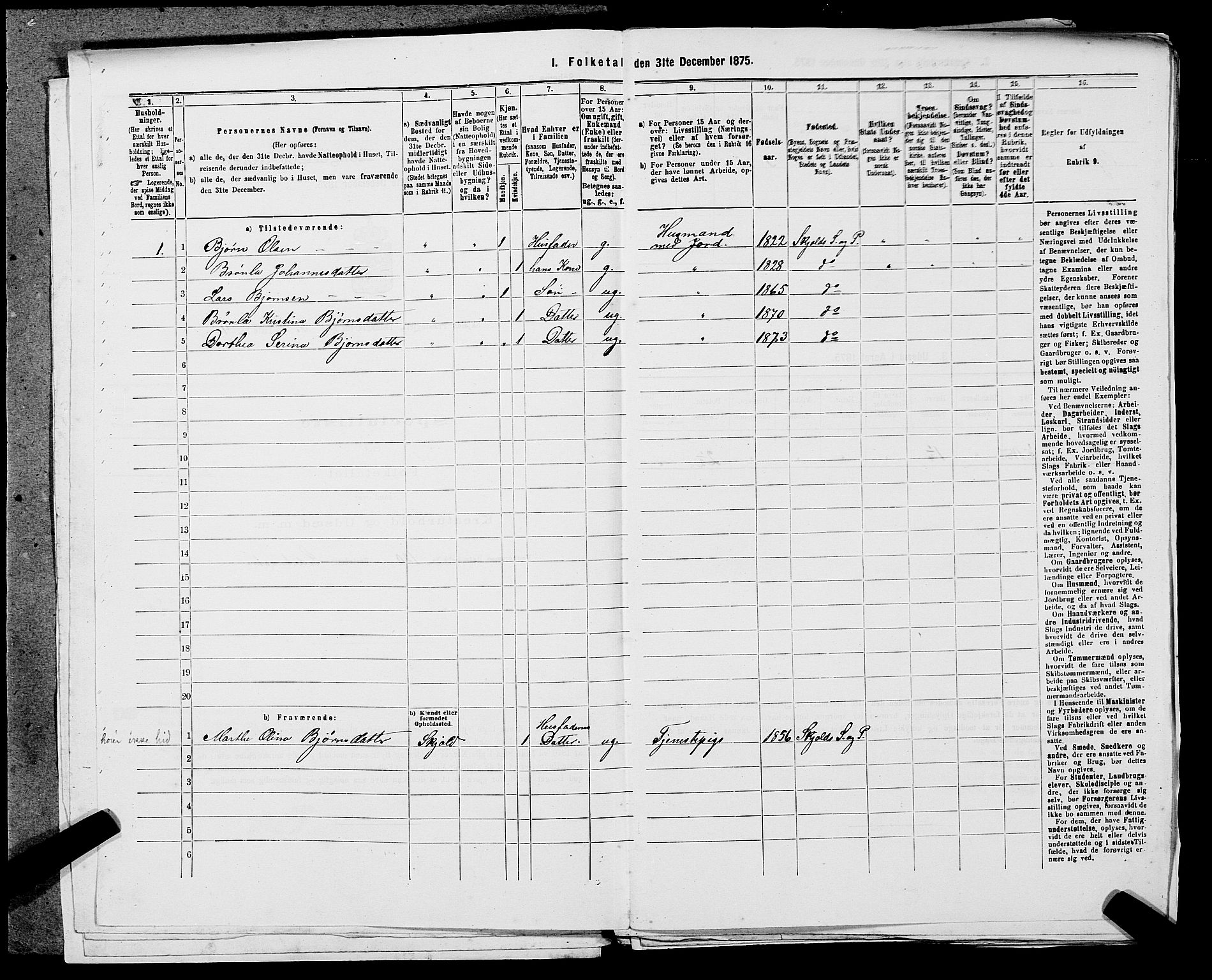 SAST, 1875 census for 1154P Skjold, 1875, p. 527