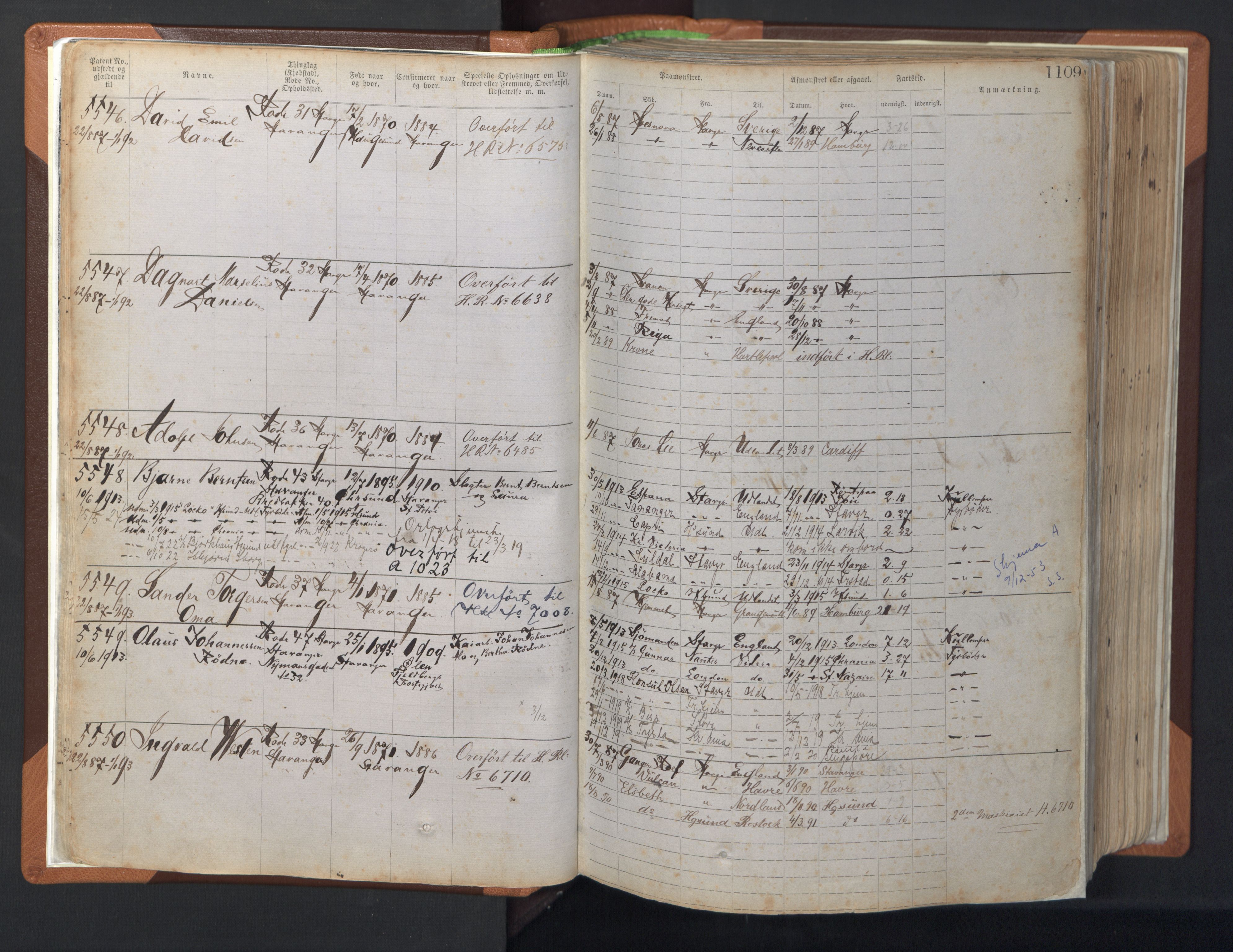 Stavanger sjømannskontor, AV/SAST-A-102006/F/Ff/L0007: Annotasjonsrulle, patentnr. 5506-7180, 1887-1900, p. 14