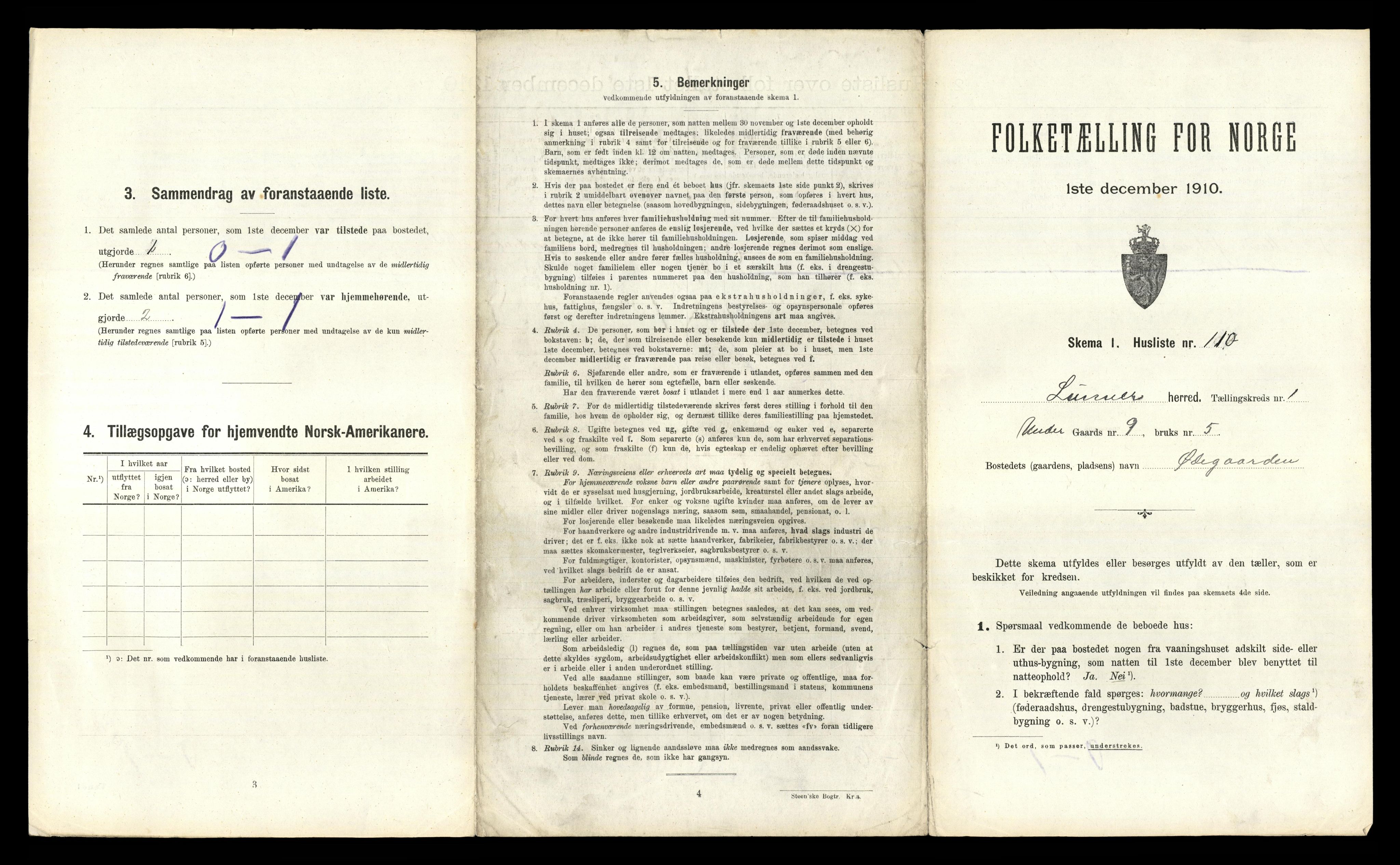 RA, 1910 census for Lunner, 1910, p. 260