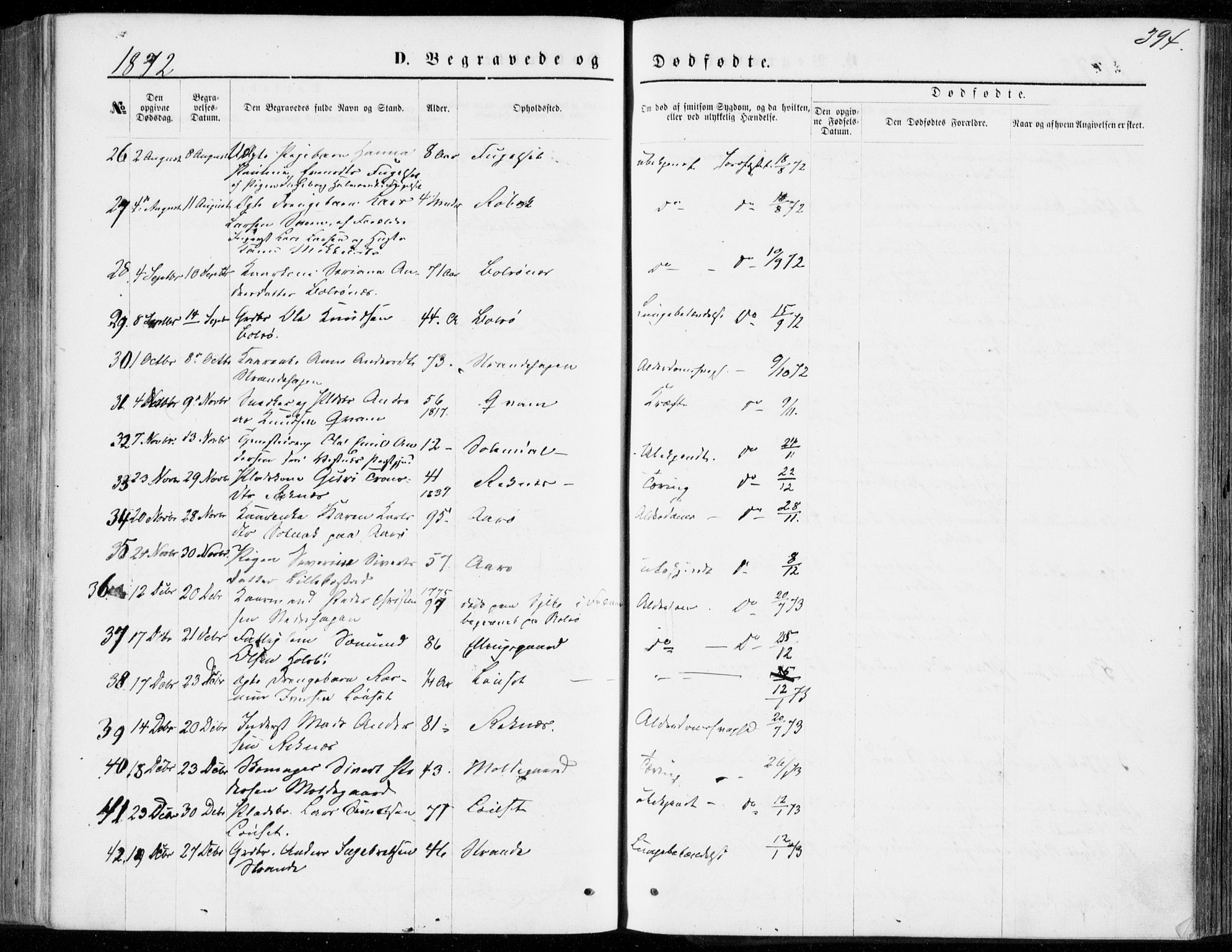 Ministerialprotokoller, klokkerbøker og fødselsregistre - Møre og Romsdal, SAT/A-1454/555/L0655: Parish register (official) no. 555A05, 1869-1886, p. 394