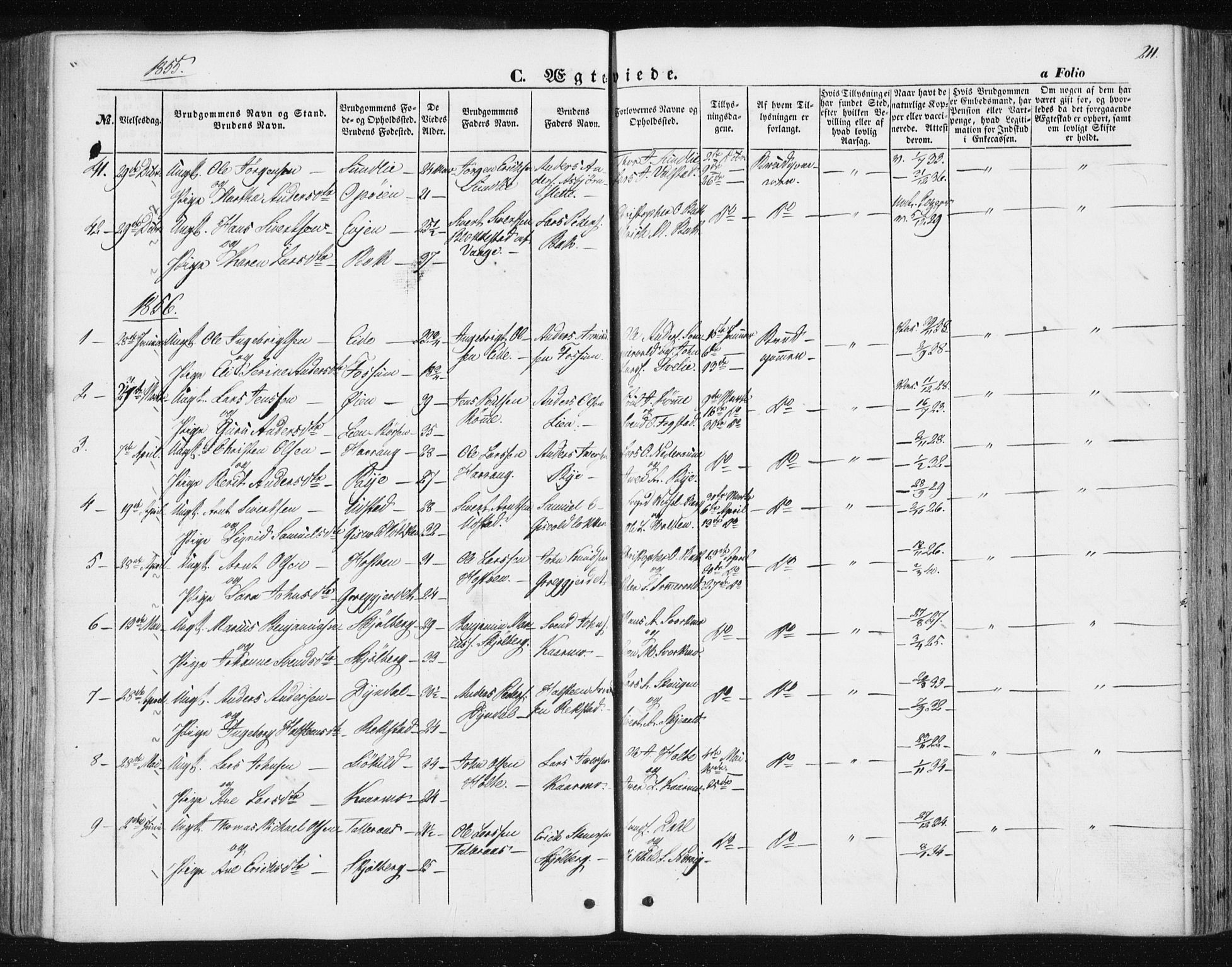 Ministerialprotokoller, klokkerbøker og fødselsregistre - Sør-Trøndelag, SAT/A-1456/668/L0806: Parish register (official) no. 668A06, 1854-1869, p. 211