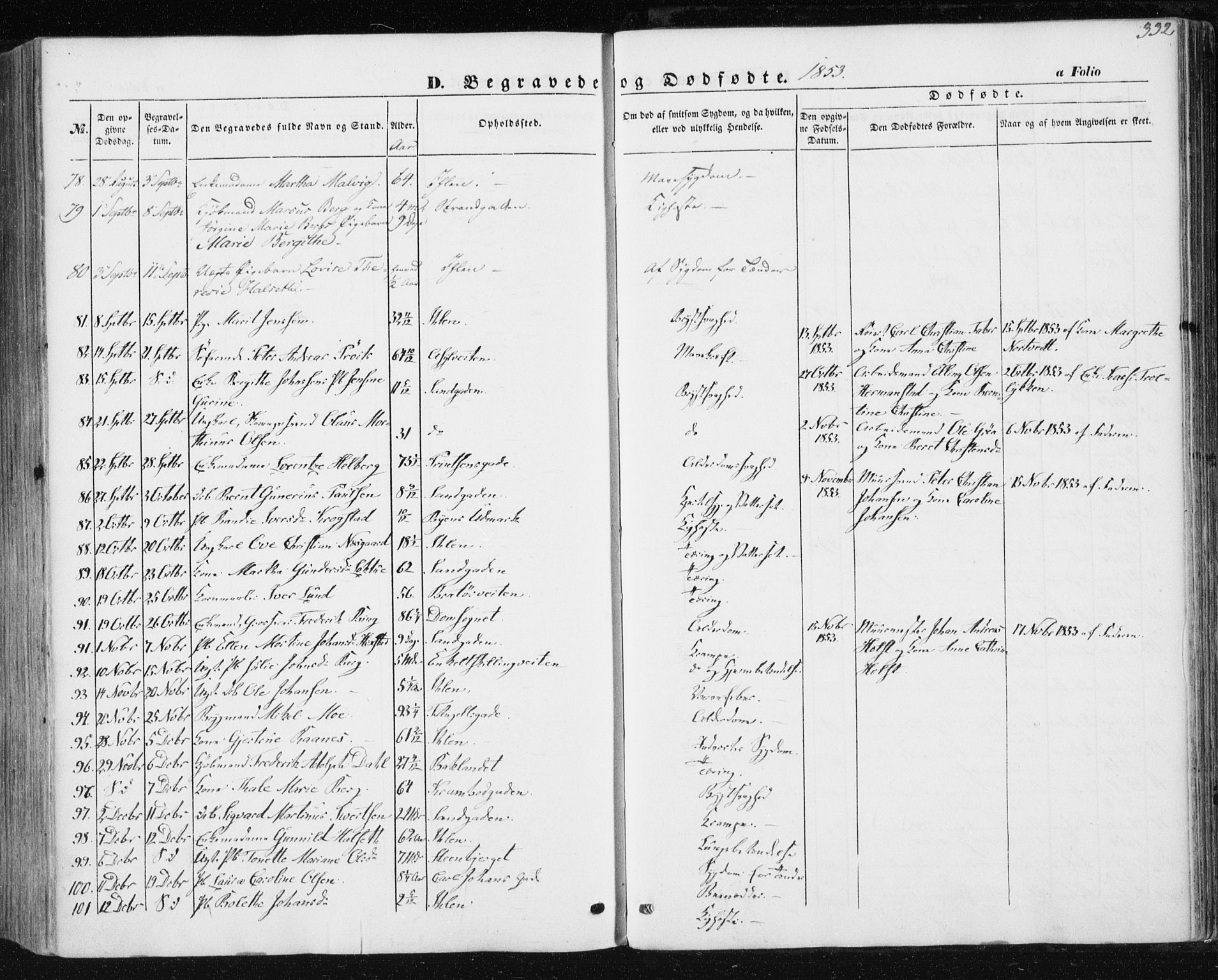 Ministerialprotokoller, klokkerbøker og fødselsregistre - Sør-Trøndelag, SAT/A-1456/602/L0112: Parish register (official) no. 602A10, 1848-1859, p. 332