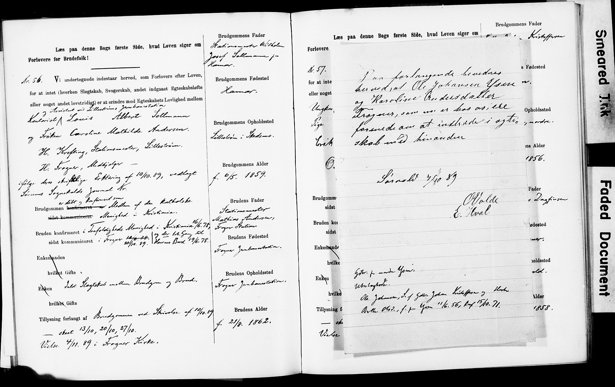 Sørum prestekontor Kirkebøker, AV/SAO-A-10303/H/Ha/L0001: Banns register no. 1, 1887-1890
