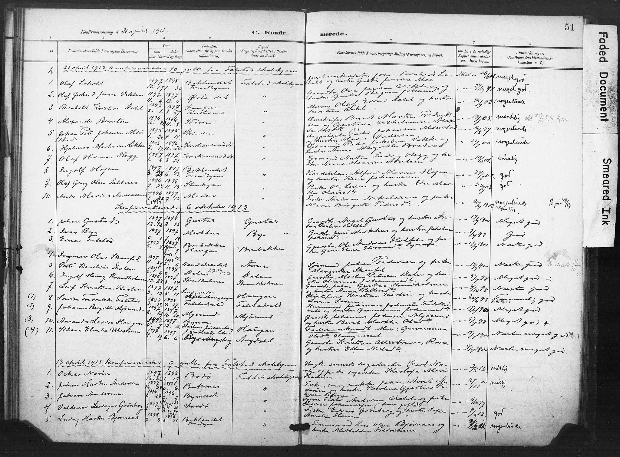 Ministerialprotokoller, klokkerbøker og fødselsregistre - Nord-Trøndelag, SAT/A-1458/719/L0179: Parish register (official) no. 719A02, 1901-1923, p. 51