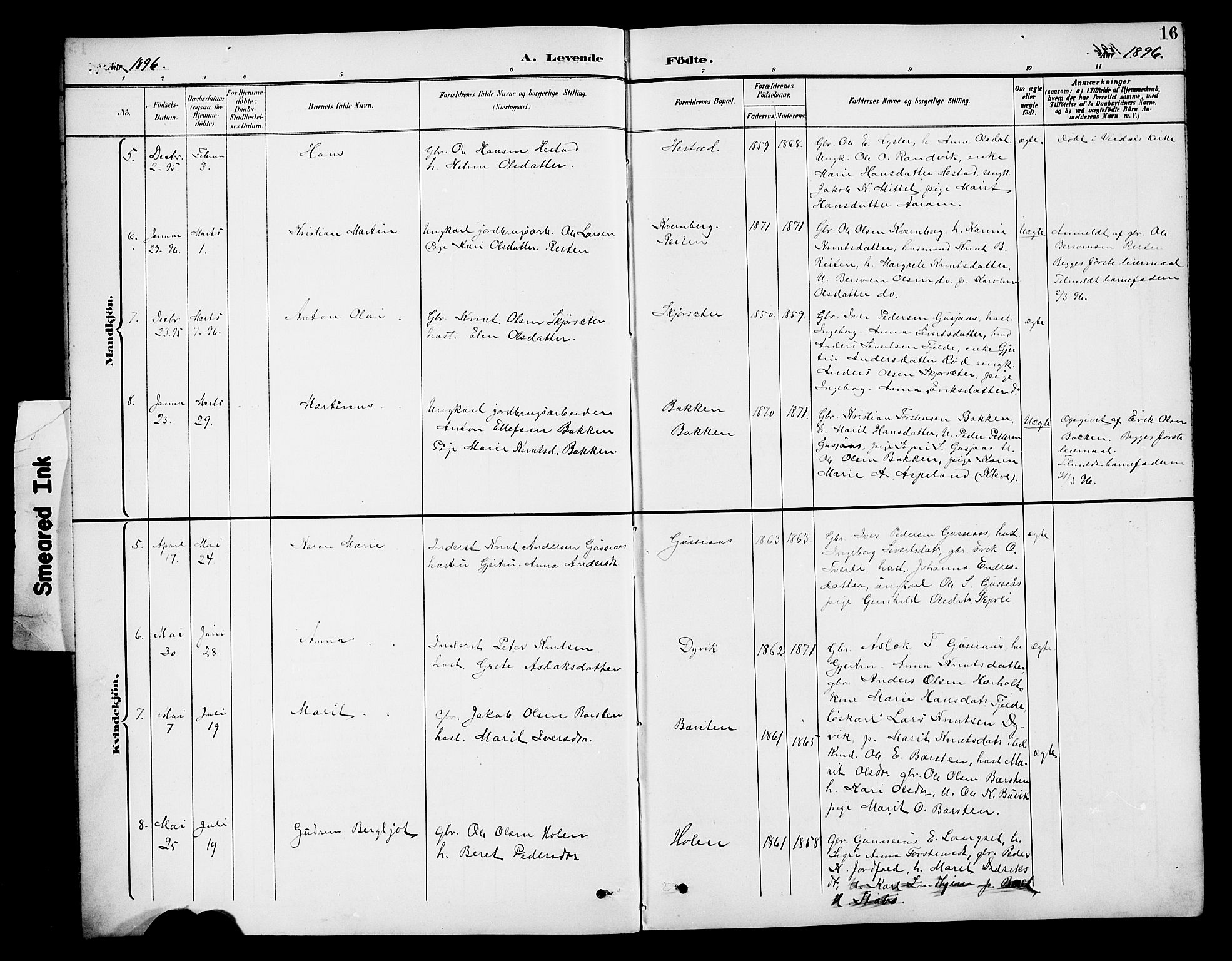 Ministerialprotokoller, klokkerbøker og fødselsregistre - Møre og Romsdal, AV/SAT-A-1454/551/L0632: Parish register (copy) no. 551C04, 1894-1920, p. 16