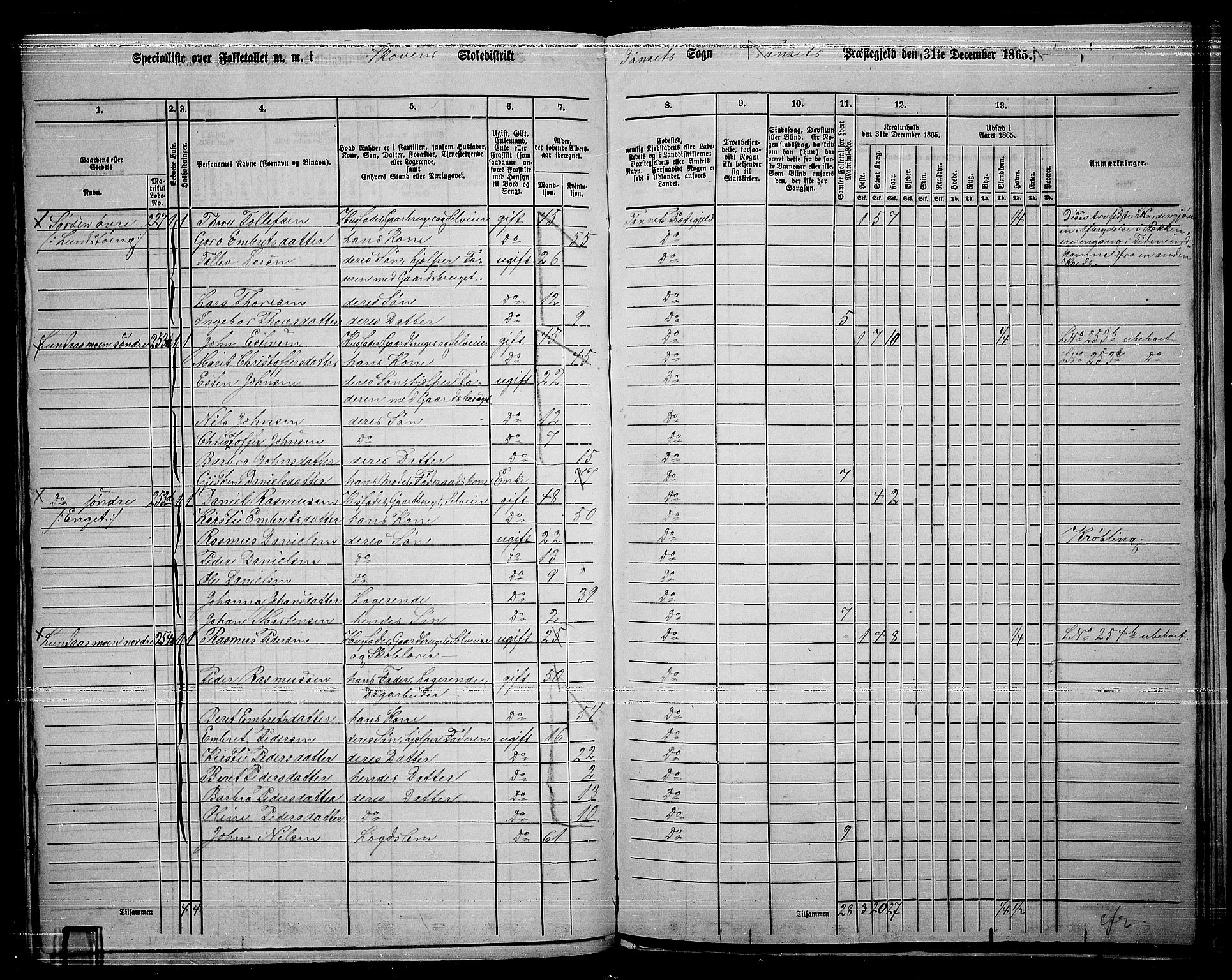 RA, 1865 census for Tynset, 1865, p. 105