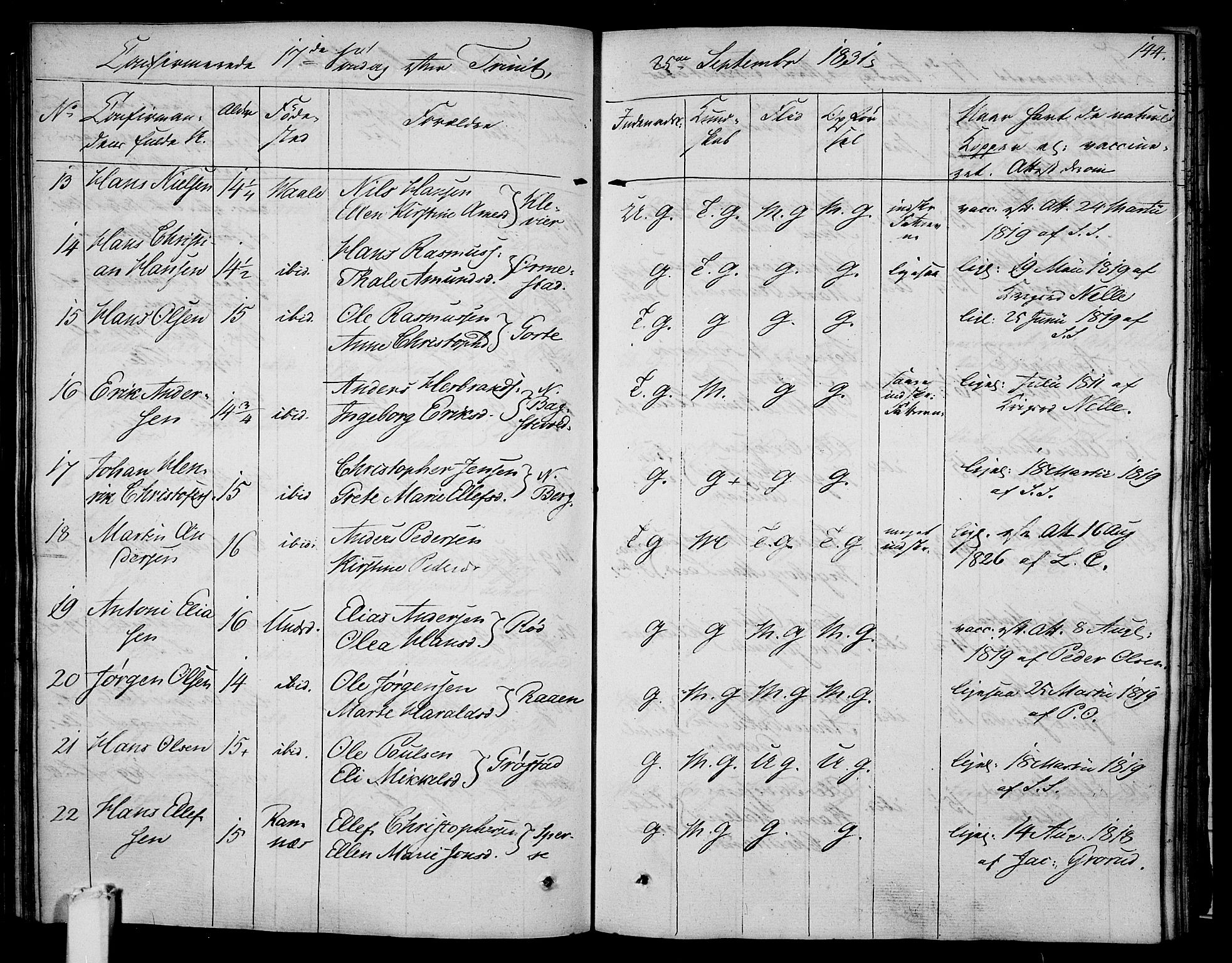 Våle kirkebøker, AV/SAKO-A-334/F/Fa/L0008: Parish register (official) no. I 8, 1824-1844, p. 144