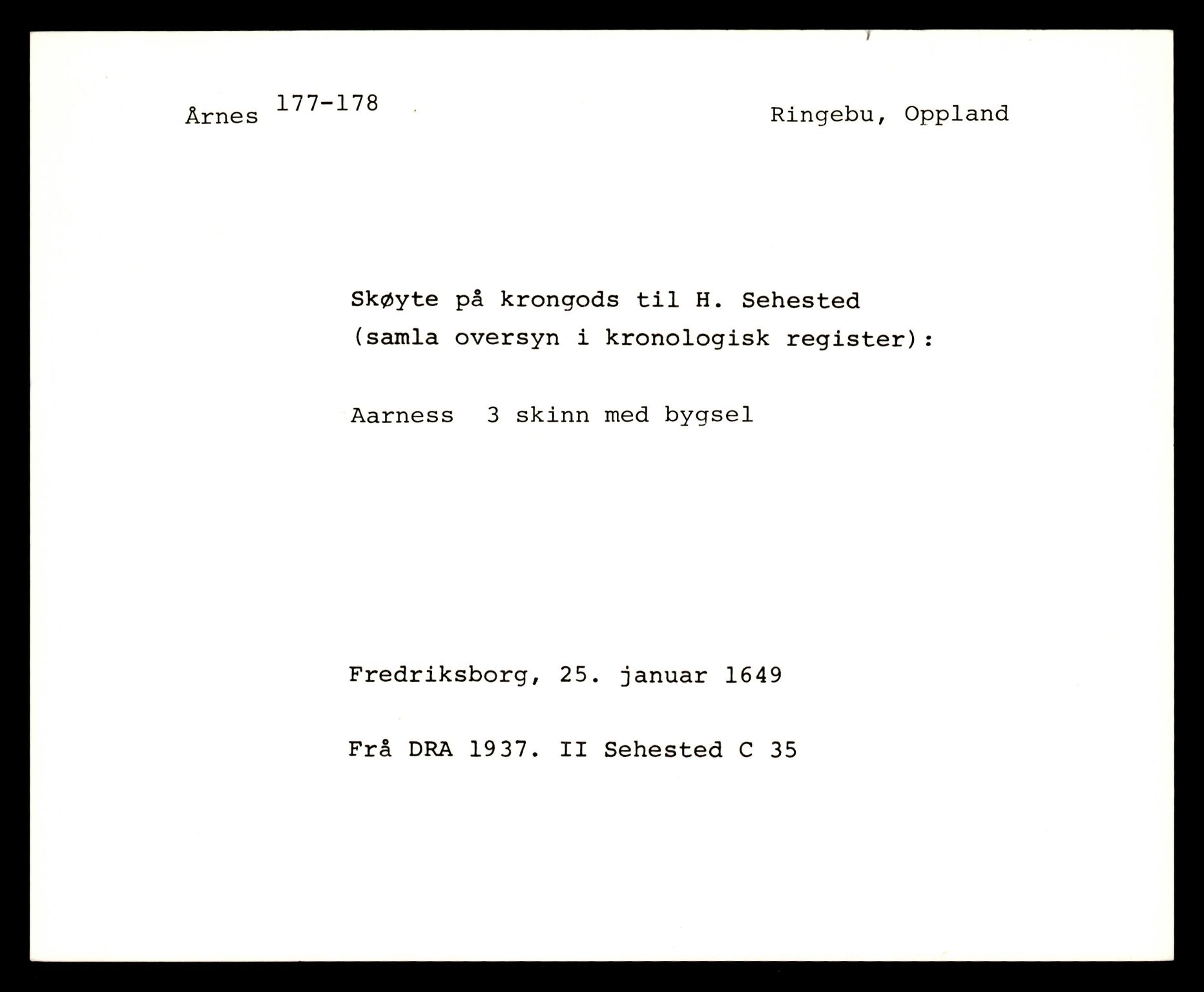 Riksarkivets diplomsamling, AV/RA-EA-5965/F35/F35e/L0010: Registreringssedler Oppland 2, 1400-1700, p. 219