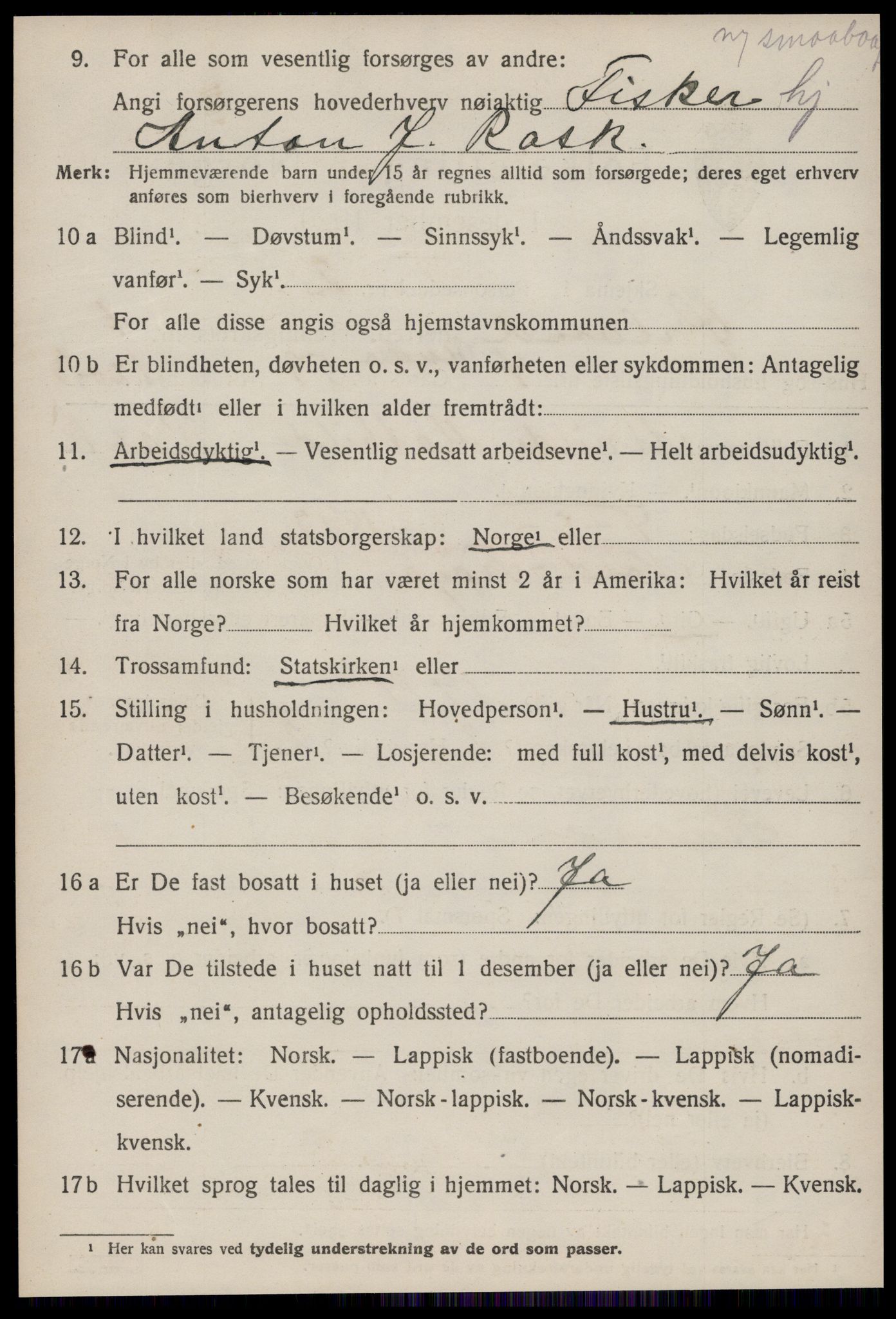 SAT, 1920 census for Ørland, 1920, p. 1394