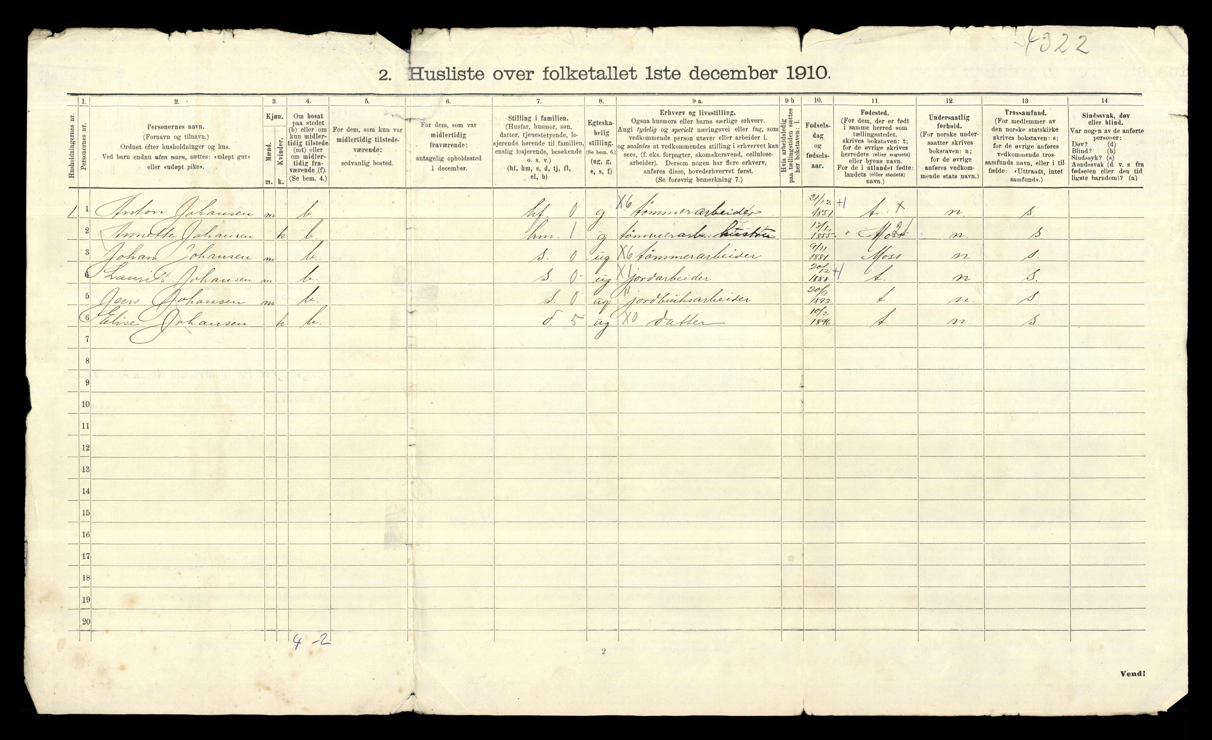 RA, 1910 census for Rygge, 1910, p. 33