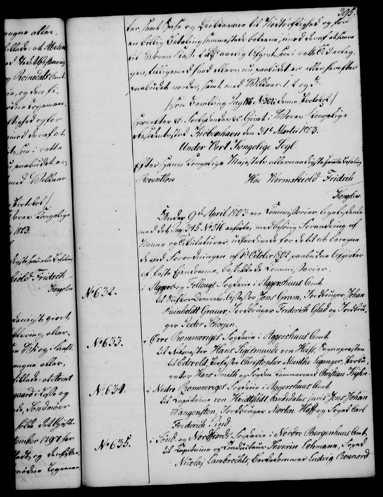 Rentekammeret, Kammerkanselliet, RA/EA-3111/G/Gg/Gga/L0017: Norsk ekspedisjonsprotokoll med register (merket RK 53.17), 1801-1803, p. 395