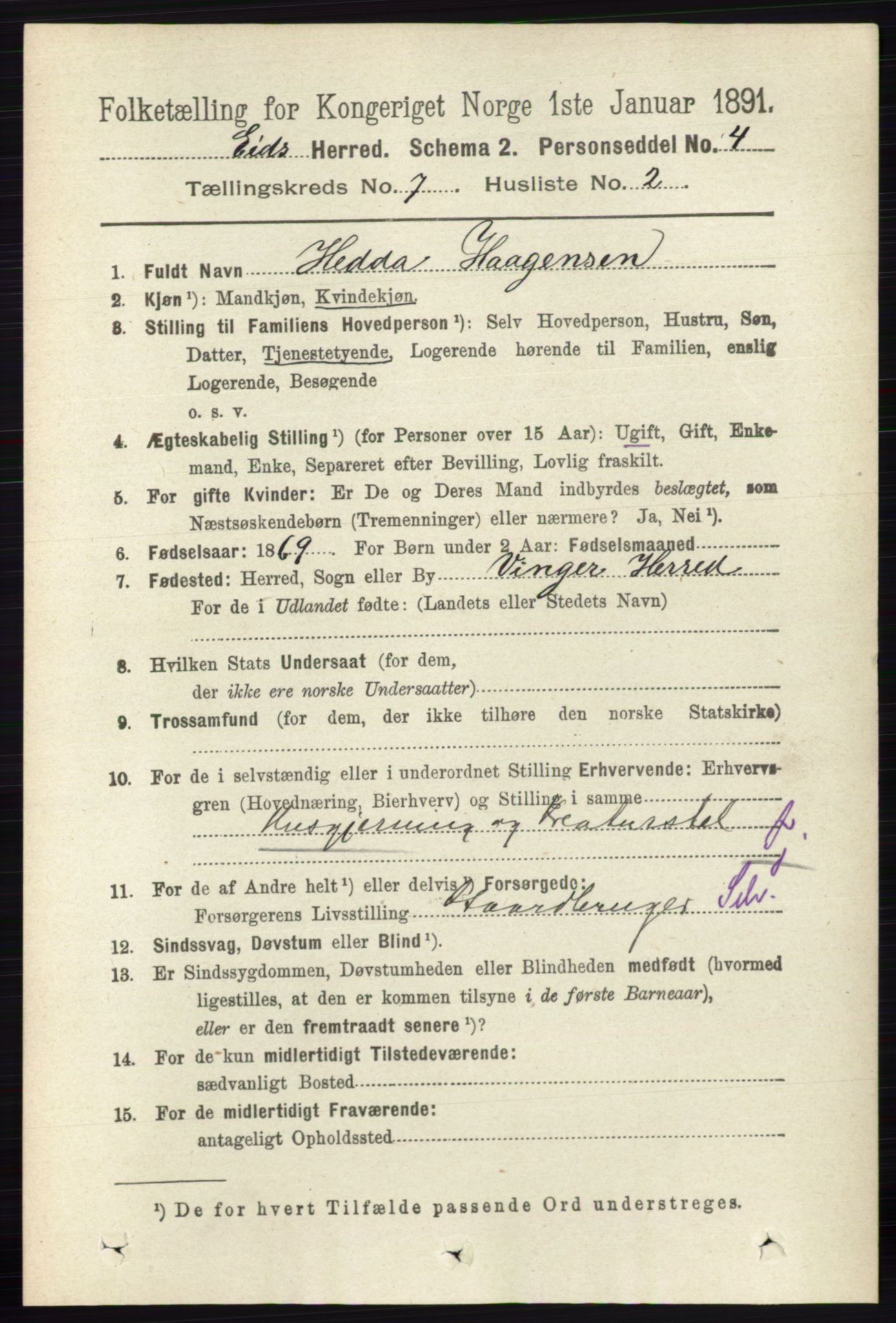 RA, 1891 census for 0420 Eidskog, 1891, p. 3689