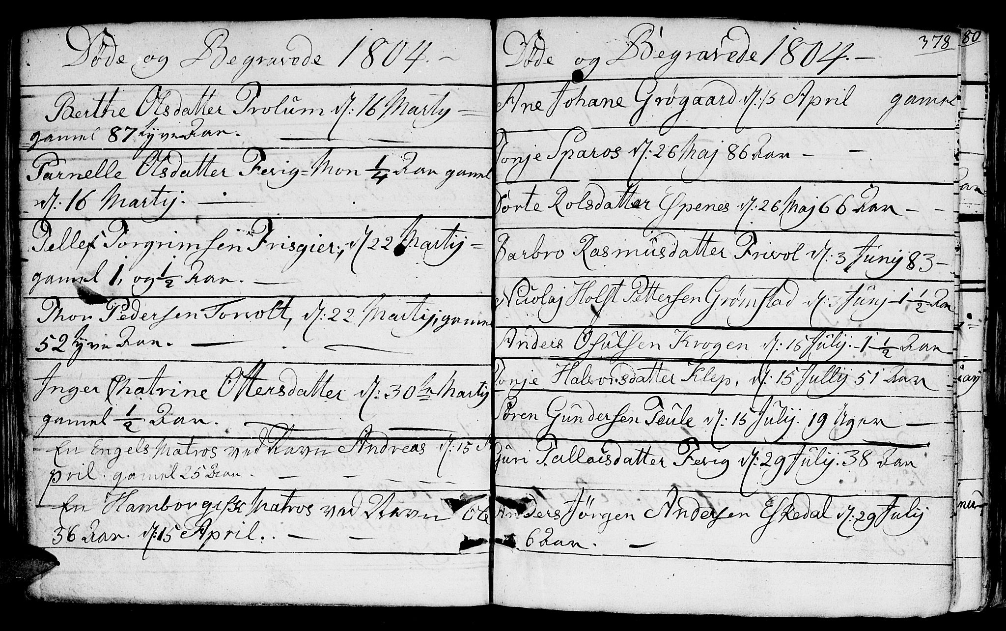 Fjære sokneprestkontor, SAK/1111-0011/F/Fb/L0006: Parish register (copy) no. B 6, 1803-1817, p. 378