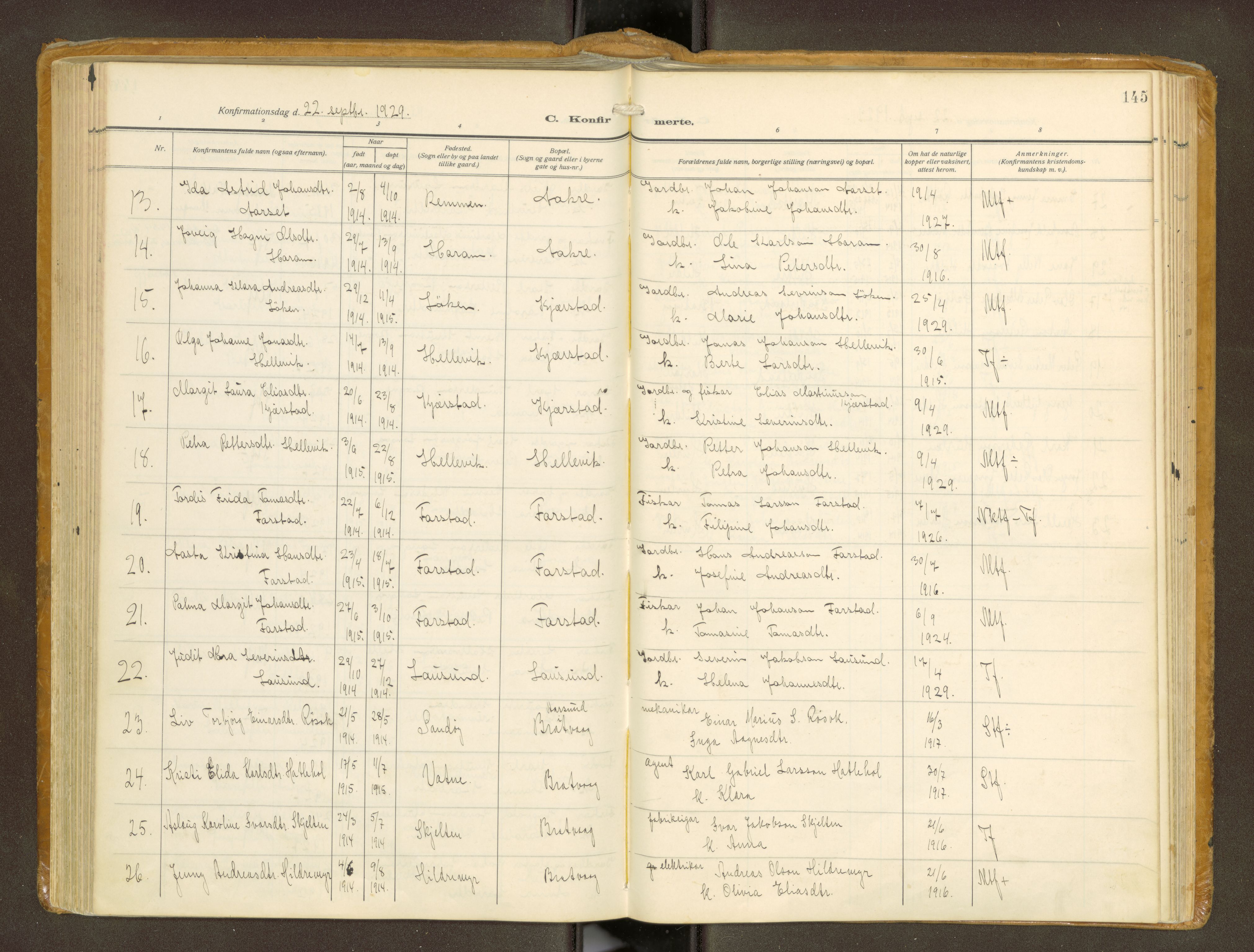 Ministerialprotokoller, klokkerbøker og fødselsregistre - Møre og Romsdal, SAT/A-1454/536/L0518: Parish register (official) no. 536A--, 1914-1931, p. 145