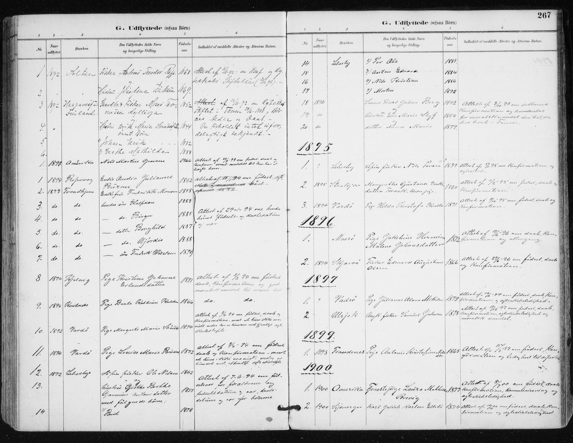 Tana sokneprestkontor, AV/SATØ-S-1334/H/Ha/L0005kirke: Parish register (official) no. 5, 1891-1903, p. 267