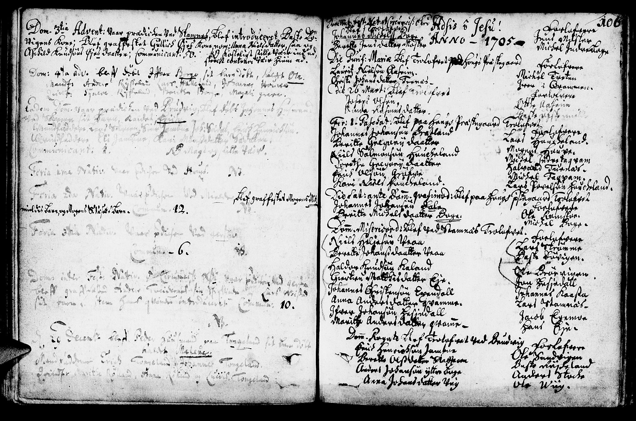 Haus sokneprestembete, SAB/A-75601/H/Haa: Parish register (official) no. A 1, 1691-1712, p. 106