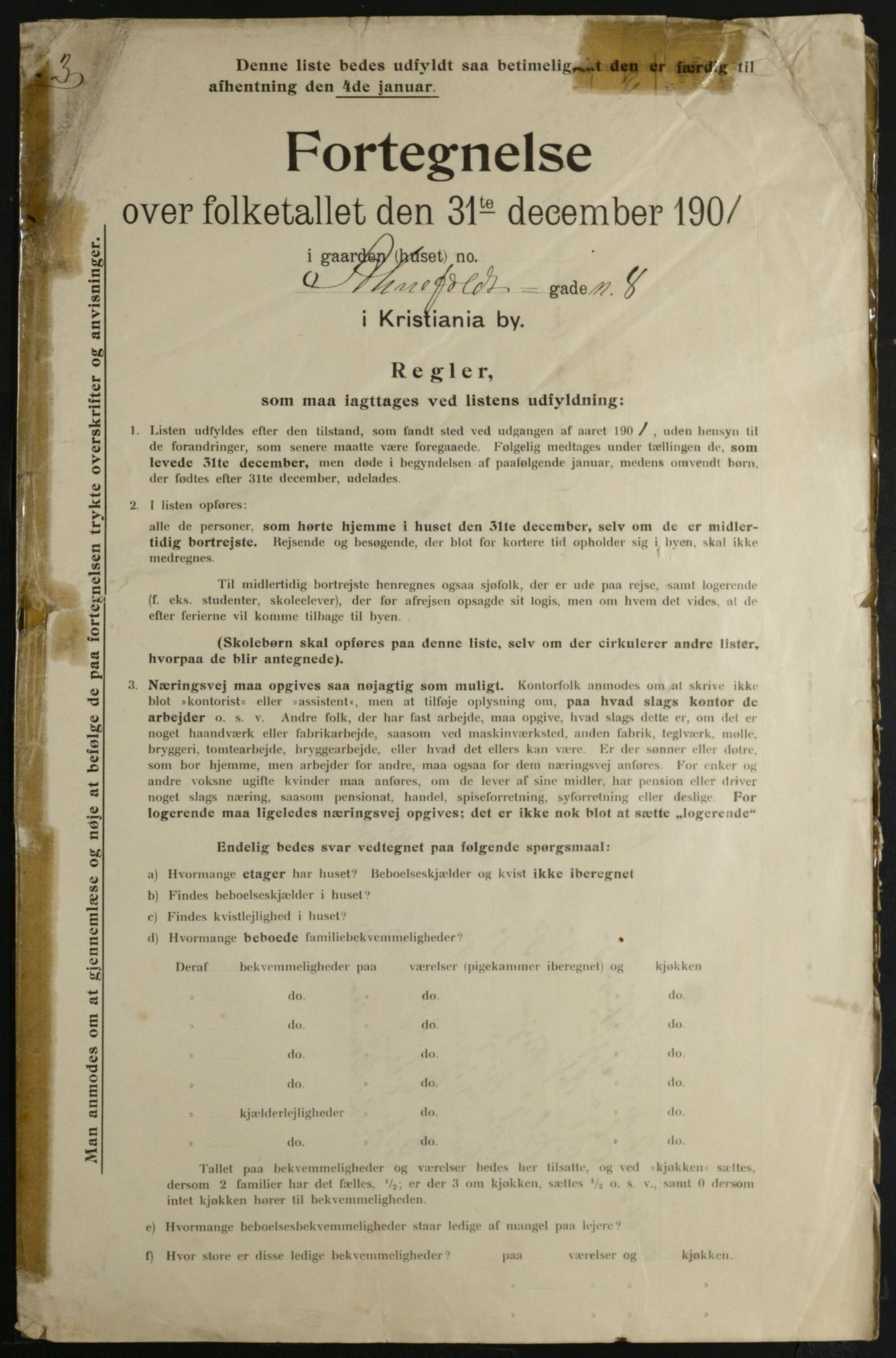 OBA, Municipal Census 1901 for Kristiania, 1901, p. 279