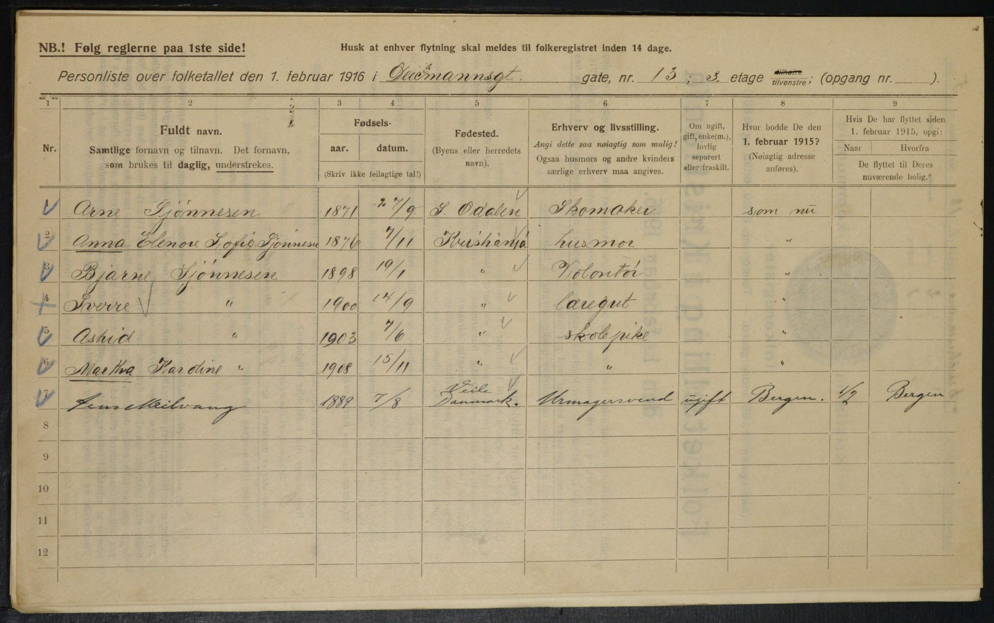 OBA, Municipal Census 1916 for Kristiania, 1916, p. 15714