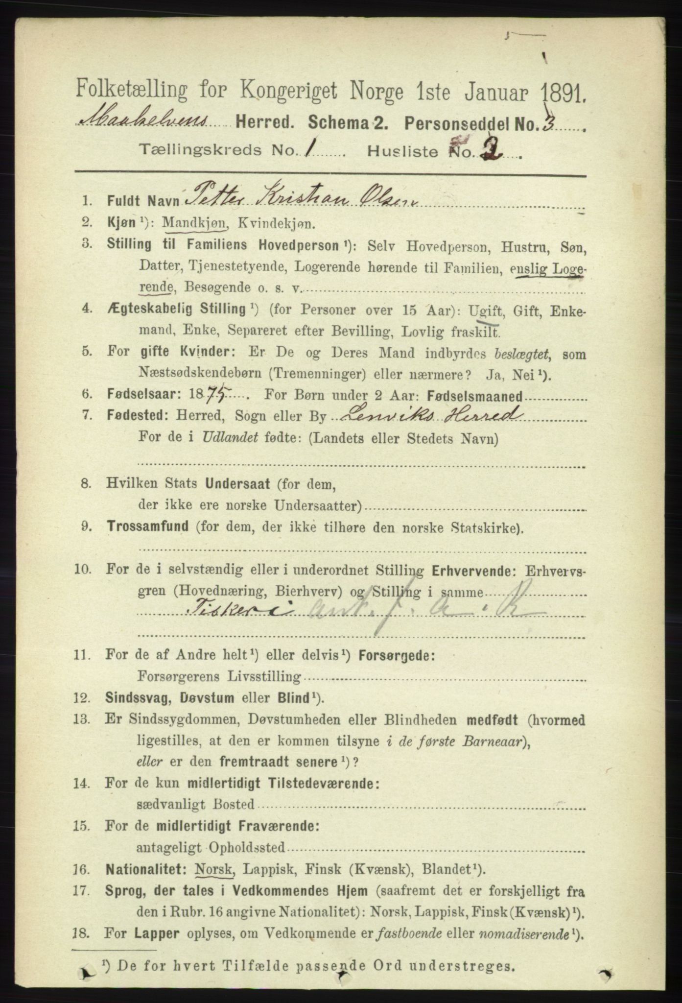 RA, 1891 census for 1924 Målselv, 1891, p. 76