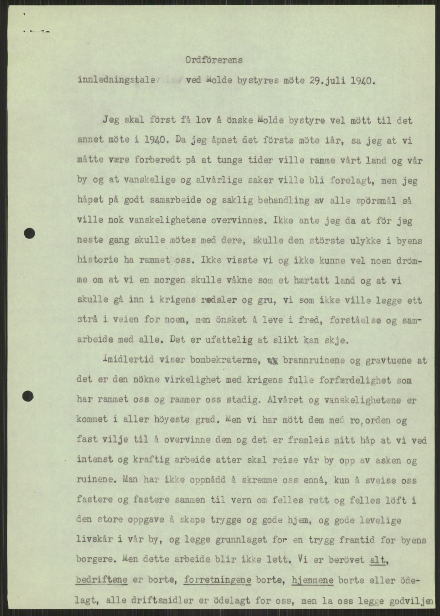 Forsvaret, Forsvarets krigshistoriske avdeling, AV/RA-RAFA-2017/Y/Ya/L0015: II-C-11-31 - Fylkesmenn.  Rapporter om krigsbegivenhetene 1940., 1940, p. 701