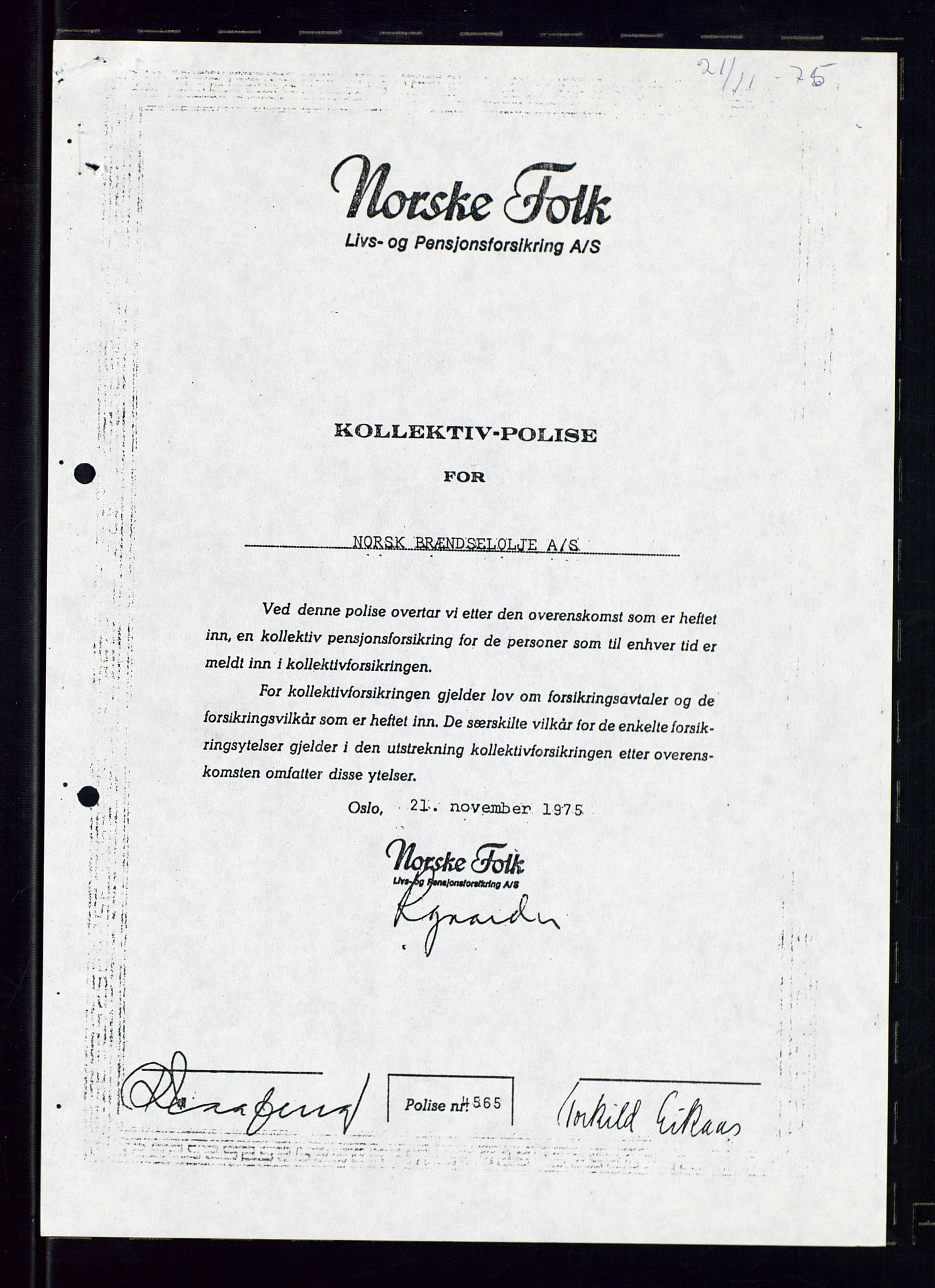 PA 1544 - Norsk Brændselolje A/S, AV/SAST-A-101965/1/A/Ab/L0008/0001: Styret, styremøter, bedriftsforsamling, generalforsamling  / Styret, 1975, p. 34