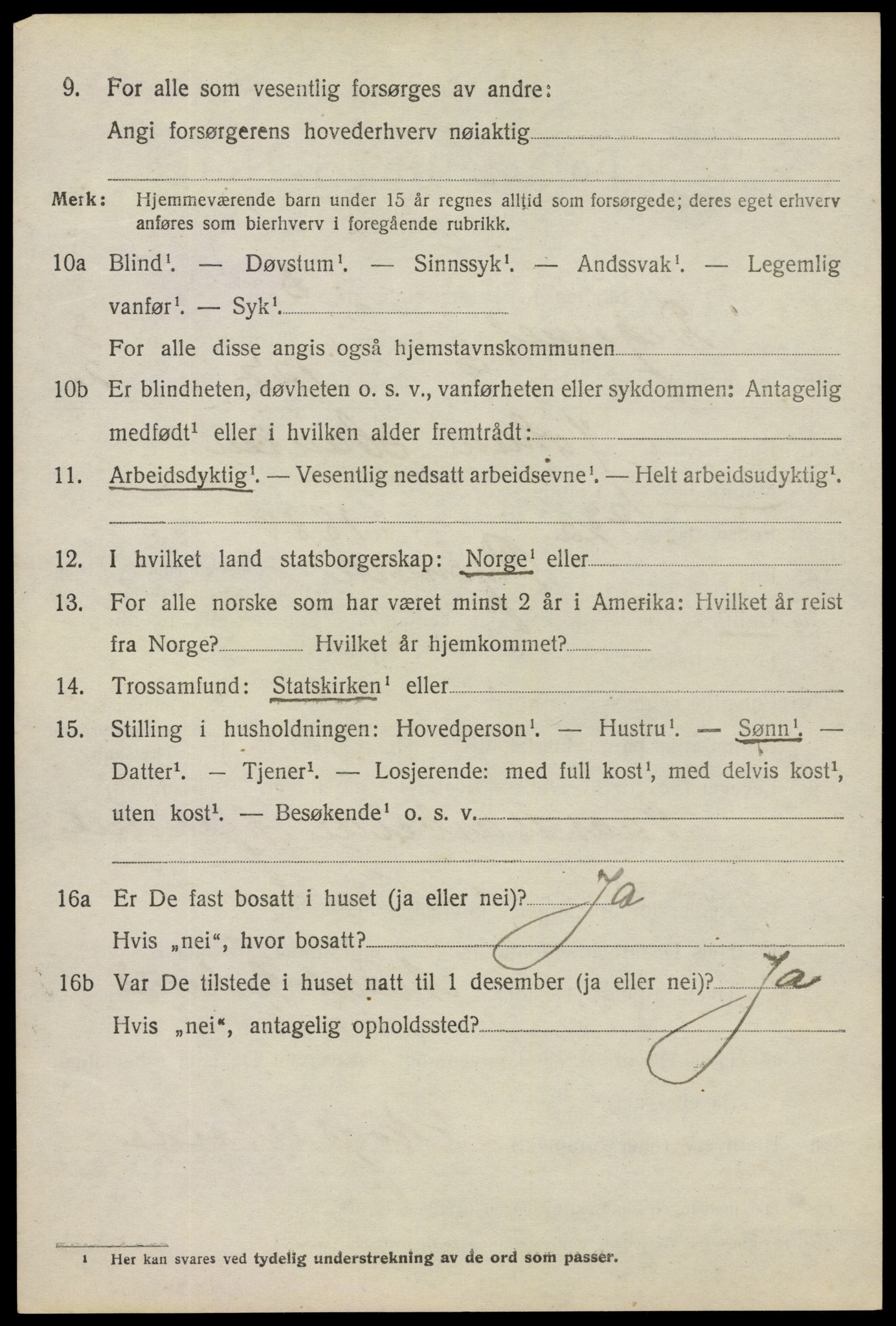 SAO, 1920 census for Degernes, 1920, p. 2181