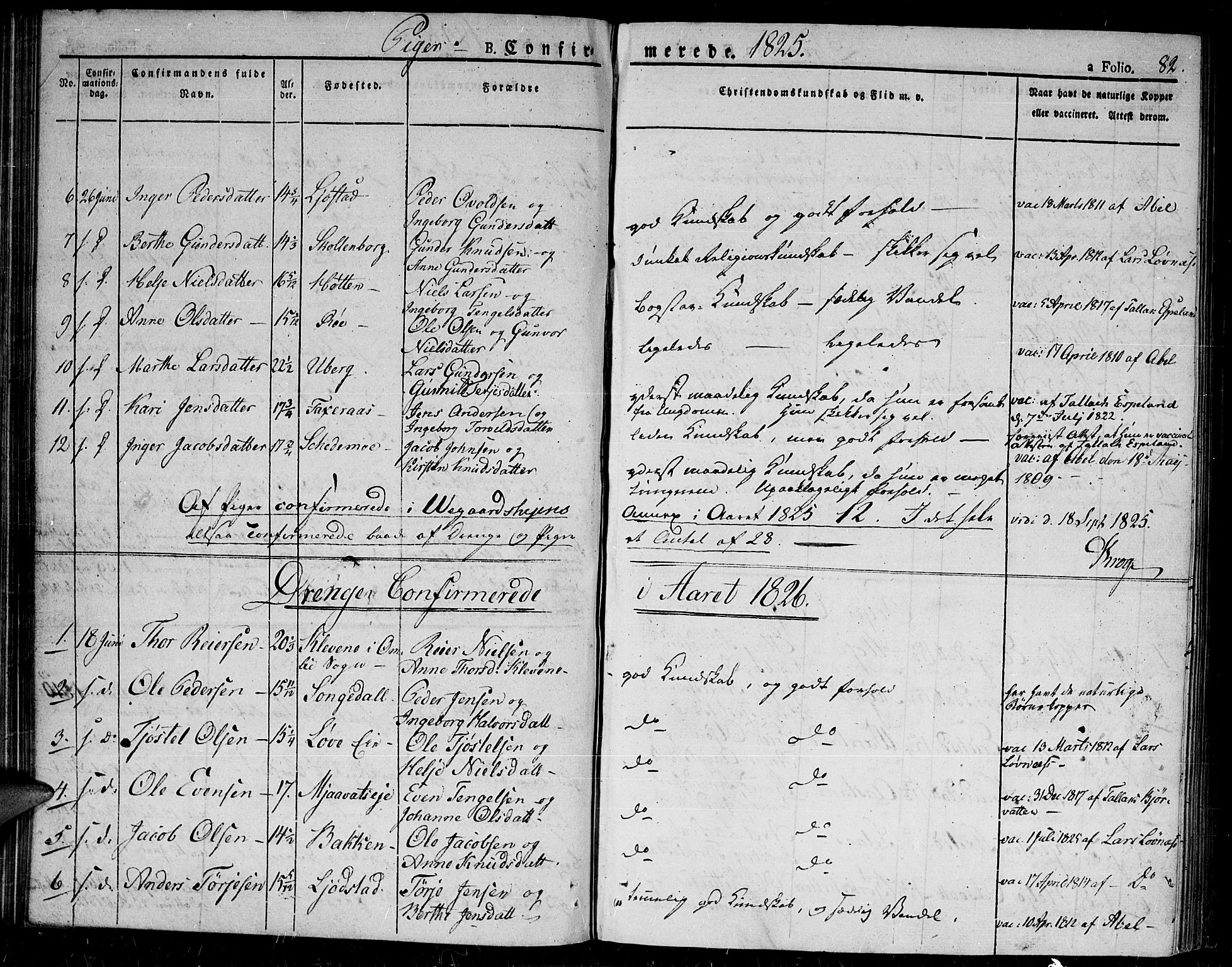 Gjerstad sokneprestkontor, AV/SAK-1111-0014/F/Fa/Fab/L0001: Parish register (official) no. A 1, 1820-1835, p. 82