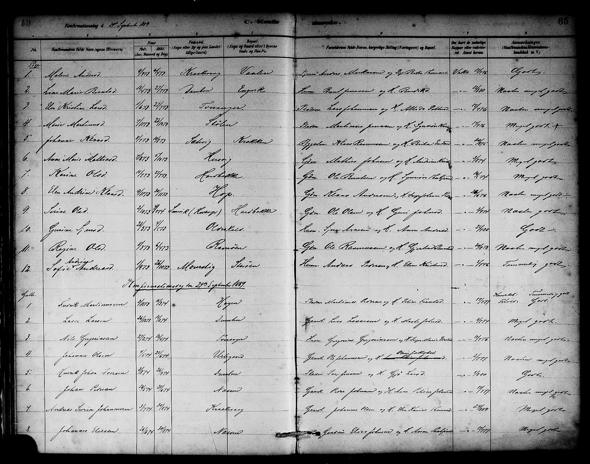 Solund sokneprestembete, AV/SAB-A-81401: Parish register (official) no. A 1, 1881-1902, p. 65