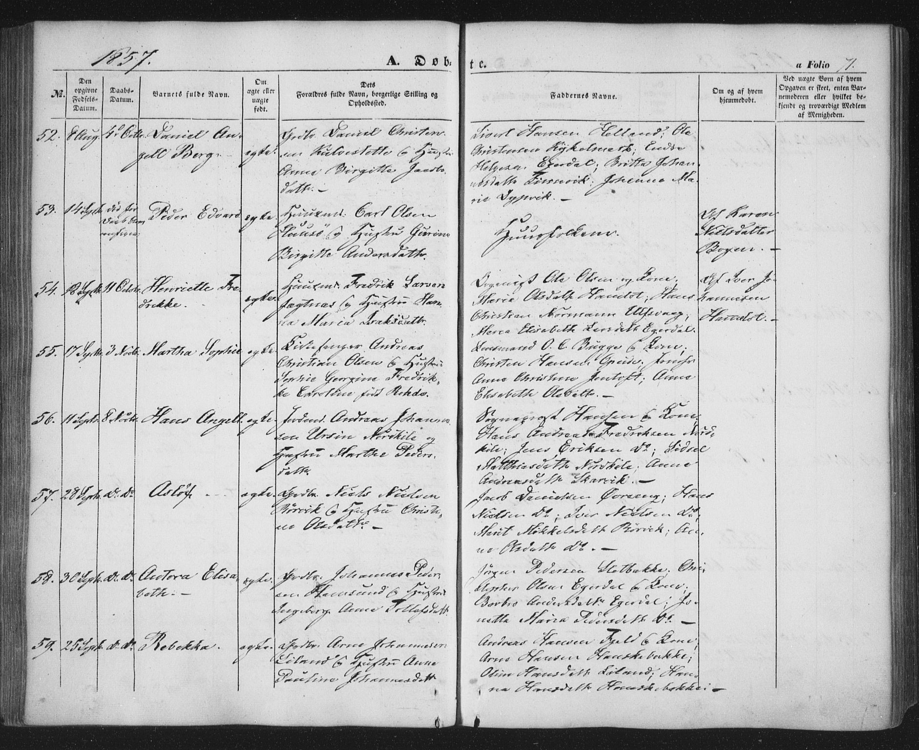 Ministerialprotokoller, klokkerbøker og fødselsregistre - Nordland, AV/SAT-A-1459/859/L0844: Parish register (official) no. 859A04, 1849-1862, p. 71