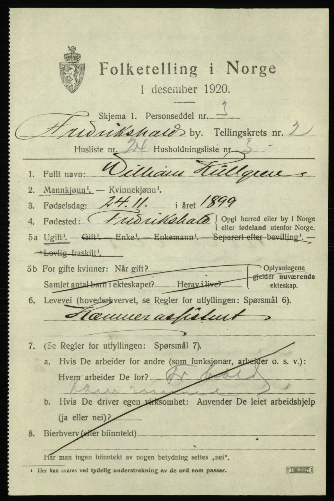 SAO, 1920 census for Fredrikshald, 1920, p. 9840