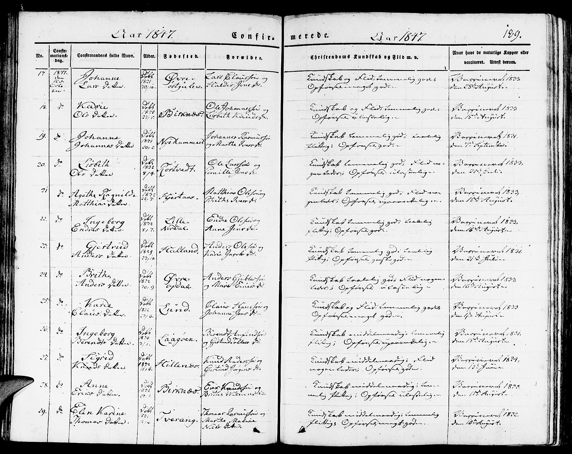 Gulen sokneprestembete, AV/SAB-A-80201/H/Haa/Haaa/L0020: Parish register (official) no. A 20, 1837-1847, p. 189