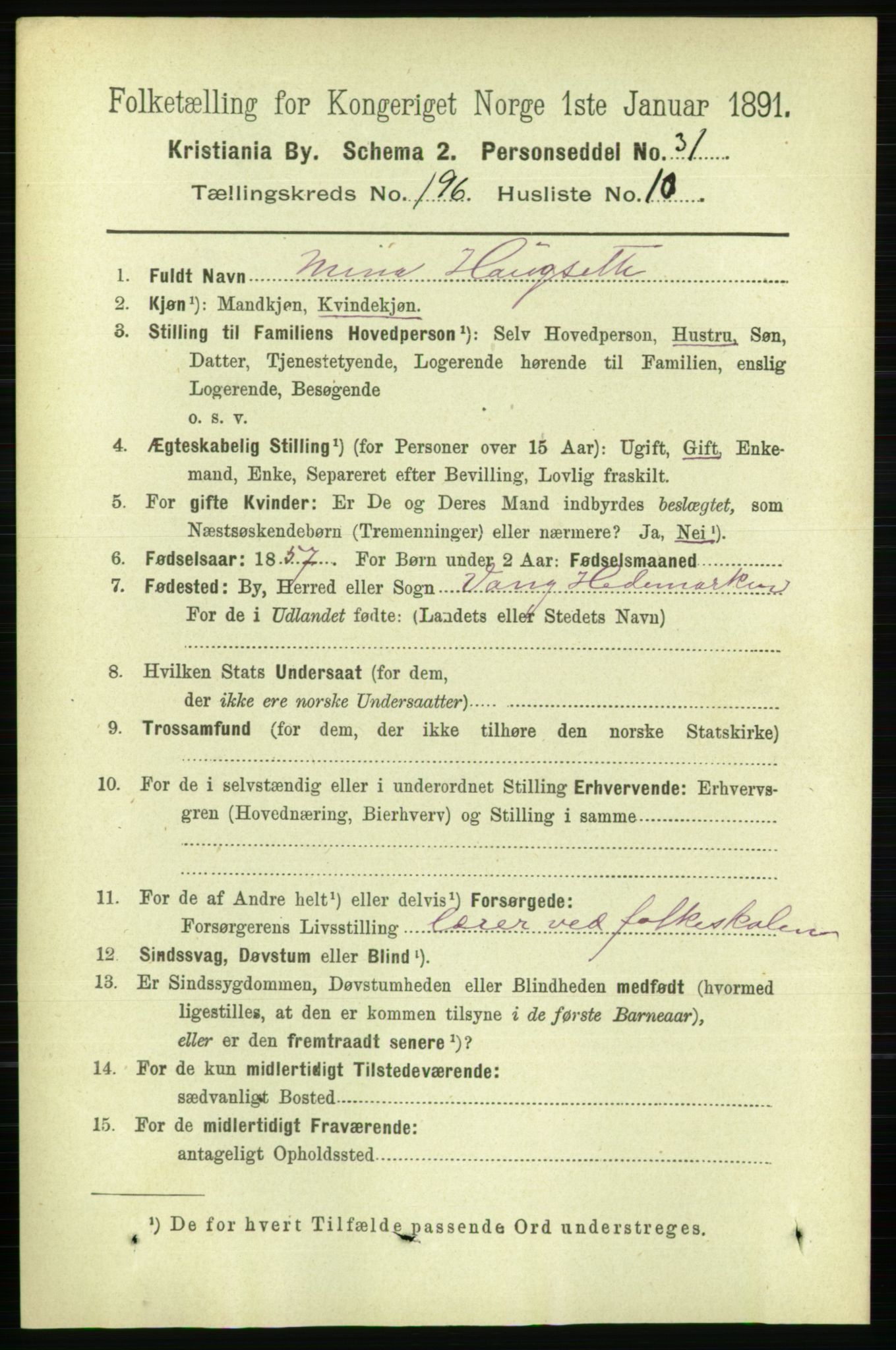 RA, 1891 census for 0301 Kristiania, 1891, p. 118728