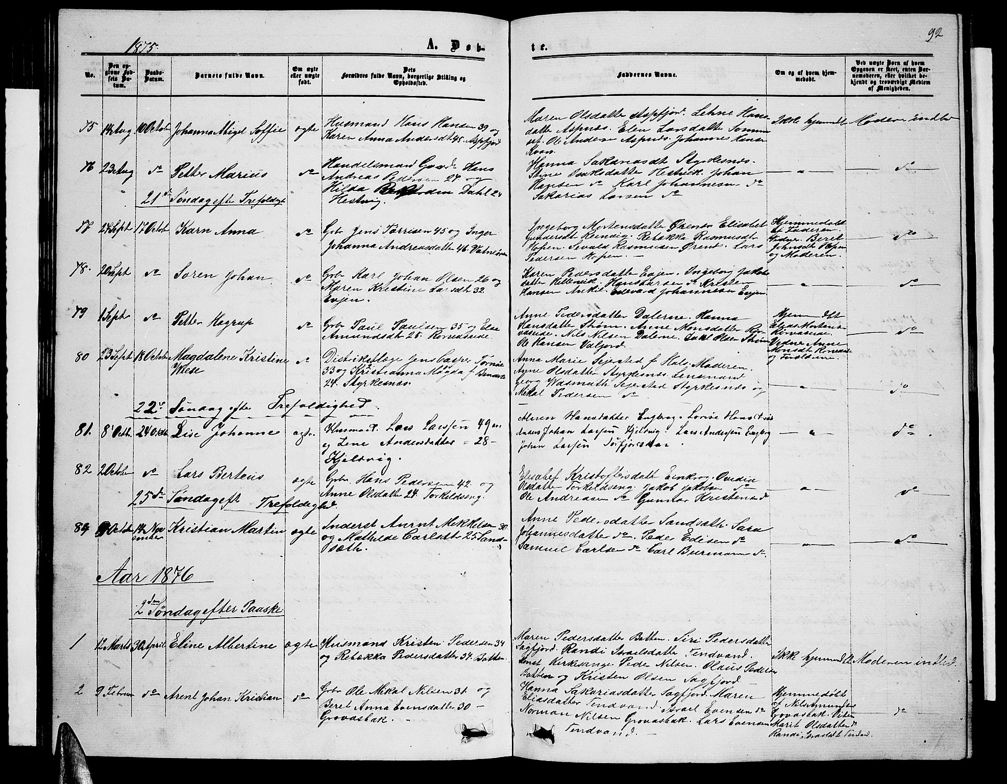 Ministerialprotokoller, klokkerbøker og fødselsregistre - Nordland, AV/SAT-A-1459/853/L0775: Parish register (copy) no. 853C03, 1859-1877, p. 92