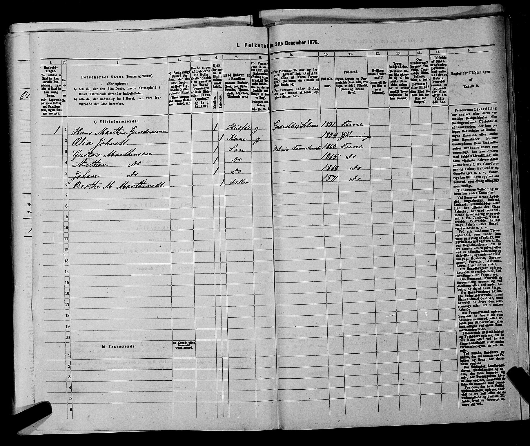 RA, 1875 census for 0130P Tune, 1875, p. 2070