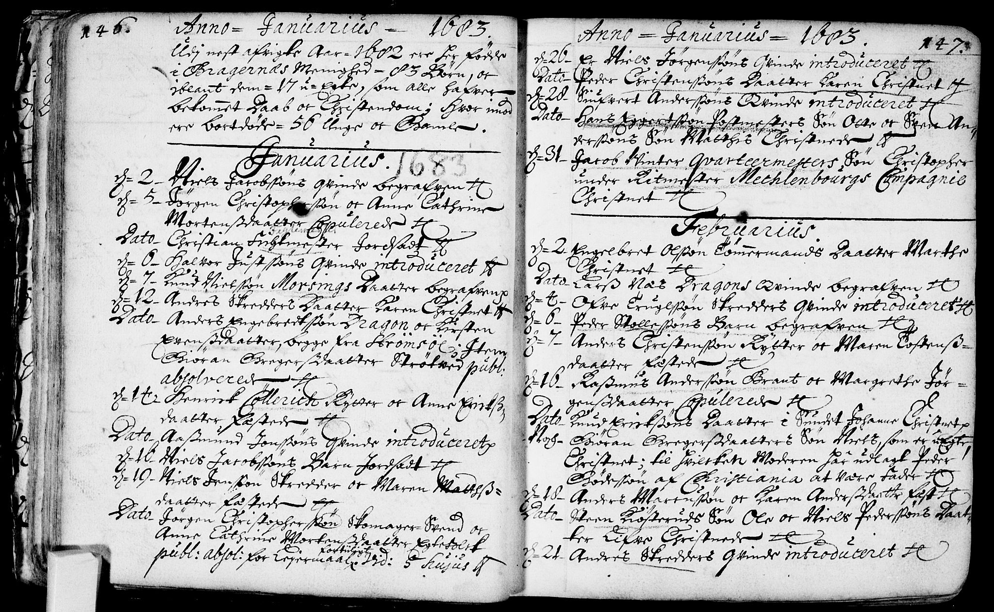 Bragernes kirkebøker, AV/SAKO-A-6/F/Fa/L0002: Parish register (official) no. I 2, 1680-1705, p. 146-147