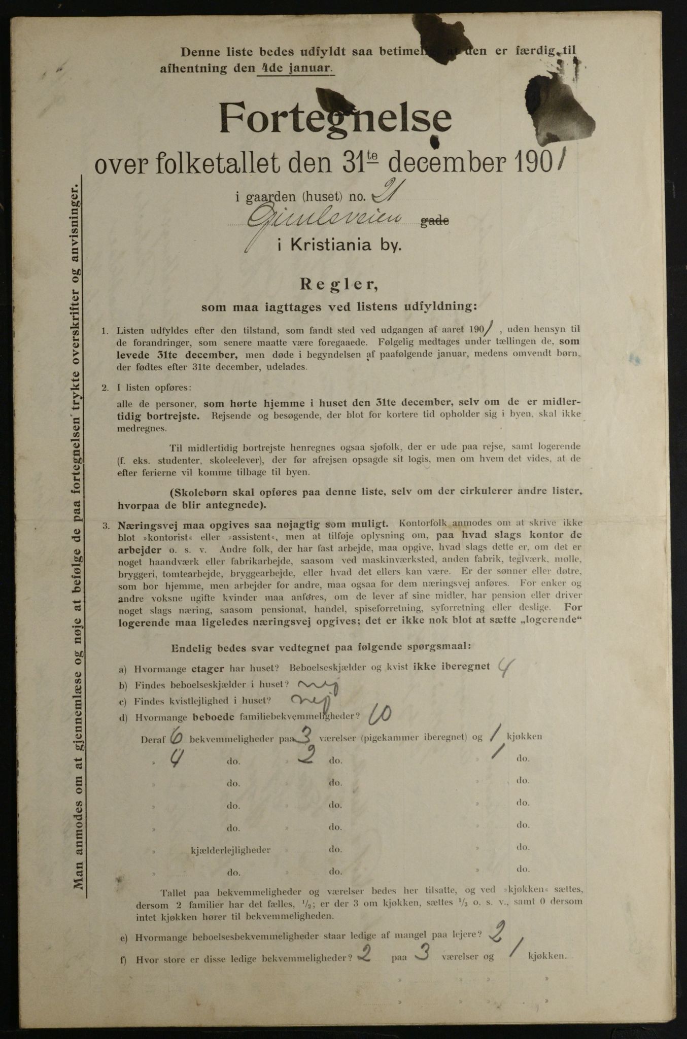 OBA, Municipal Census 1901 for Kristiania, 1901, p. 4689