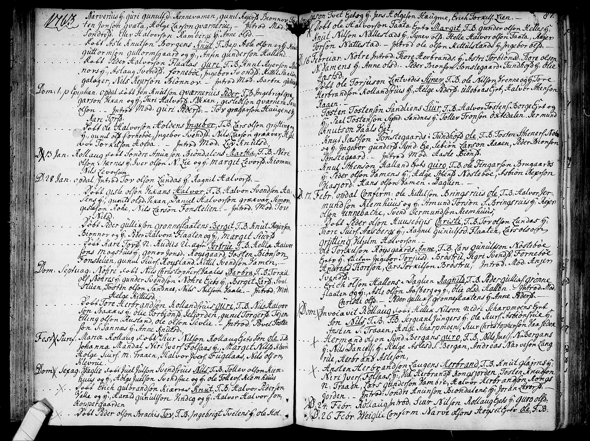 Rollag kirkebøker, SAKO/A-240/F/Fa/L0003: Parish register (official) no. I 3, 1743-1778, p. 87
