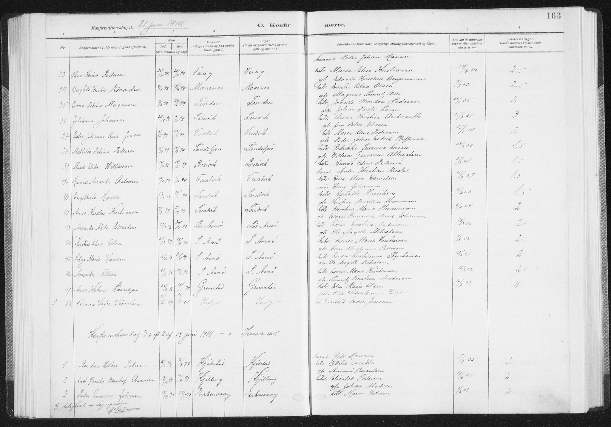 Ministerialprotokoller, klokkerbøker og fødselsregistre - Nordland, AV/SAT-A-1459/805/L0104: Parish register (official) no. 805A09, 1909-1926, p. 163