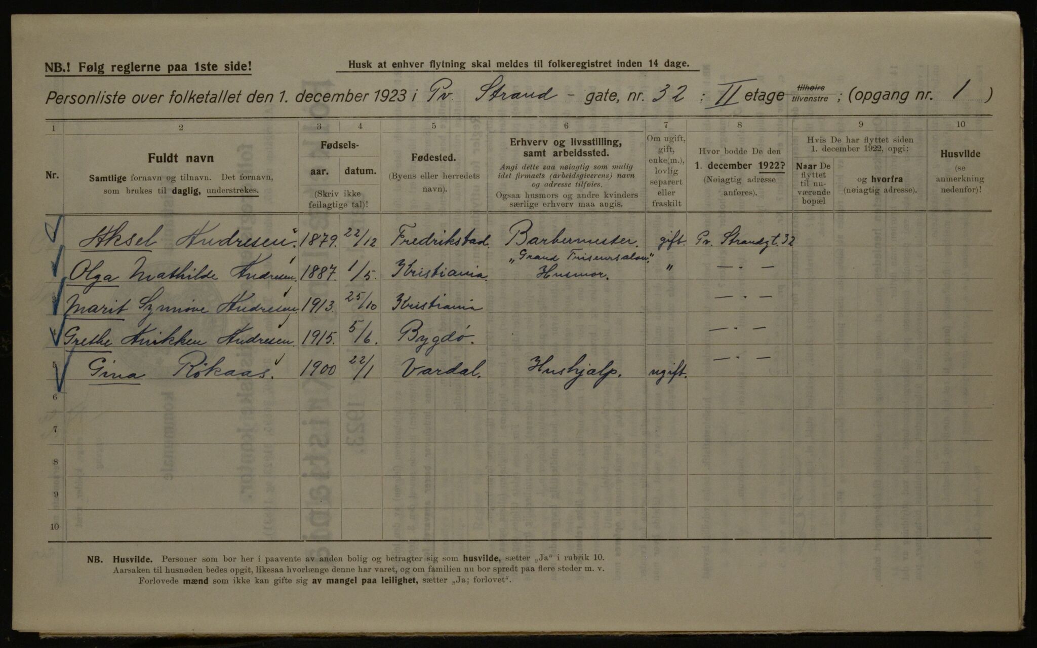 OBA, Municipal Census 1923 for Kristiania, 1923, p. 115099