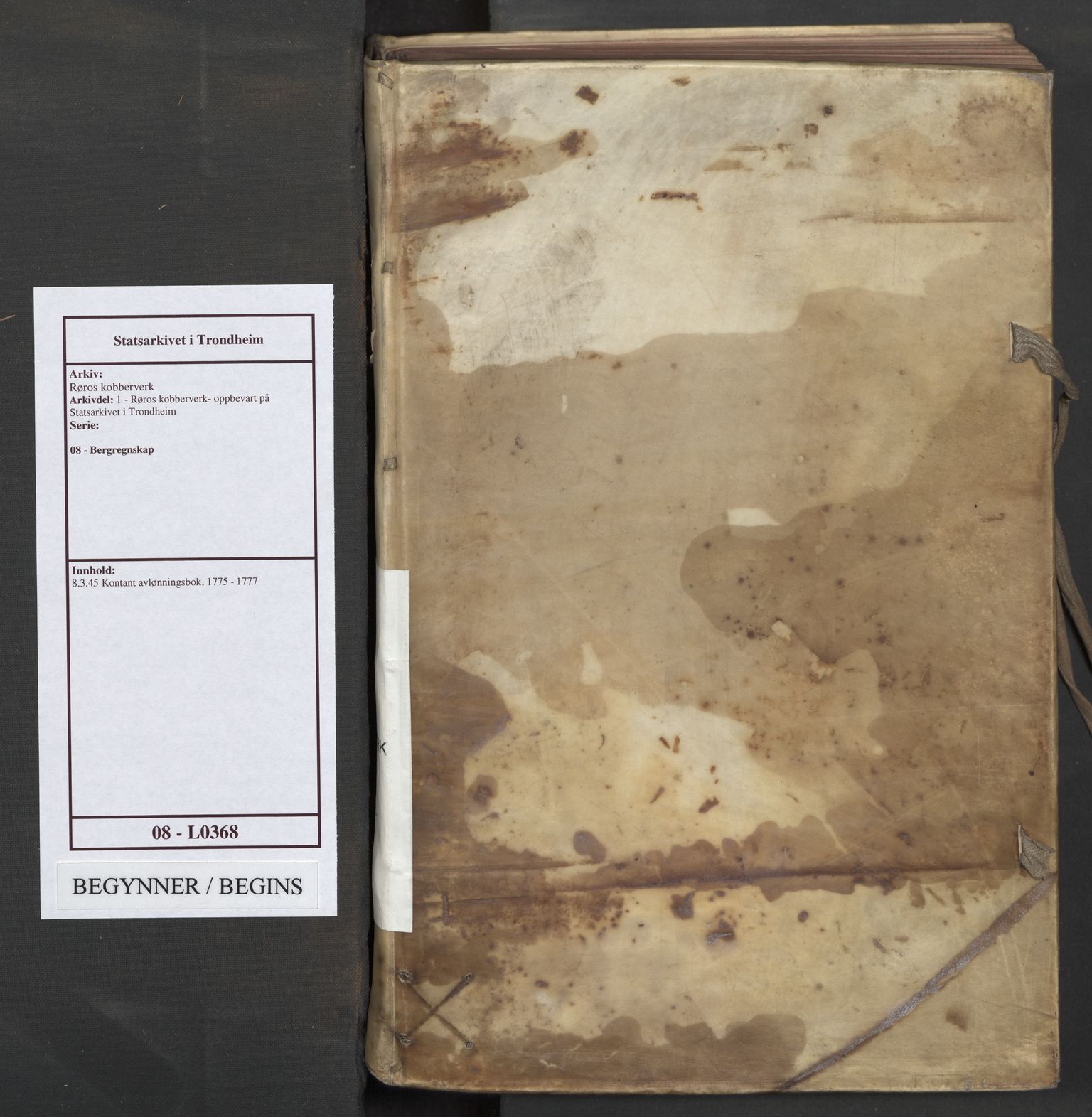 Røros kobberverk, SAT/PA-0211/1/08/L0368: 8.3.45 Kontant avlønningsbok, 1775-1777