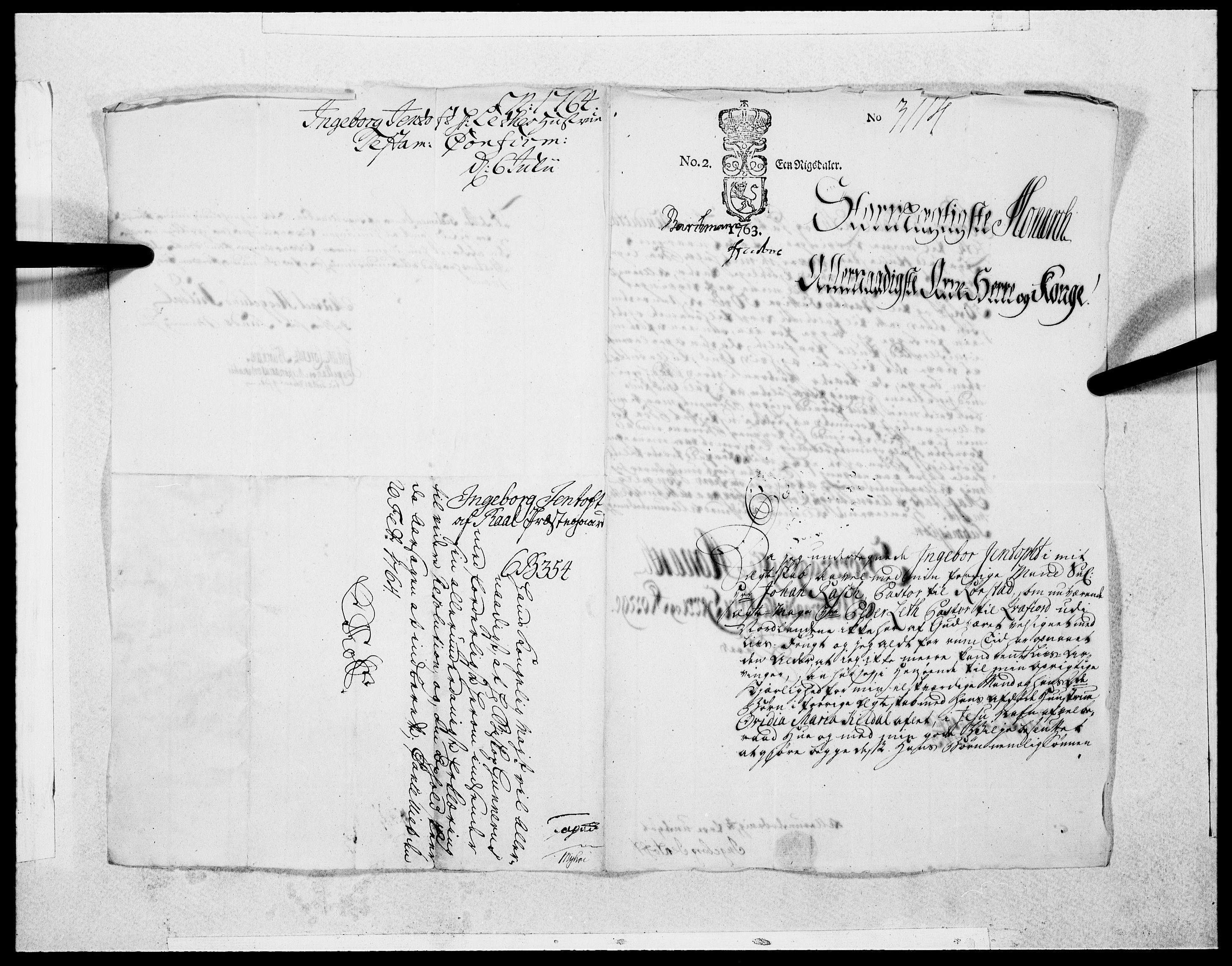 Danske Kanselli 1572-1799, AV/RA-EA-3023/F/Fc/Fcc/Fcca/L0189: Norske innlegg 1572-1799, 1764, p. 2