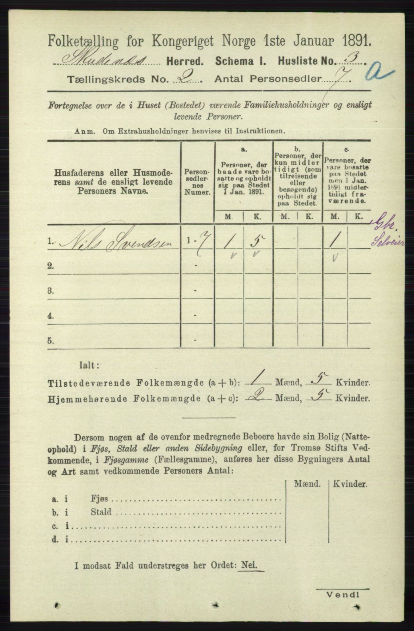 RA, 1891 census for 1150 Skudenes, 1891, p. 561