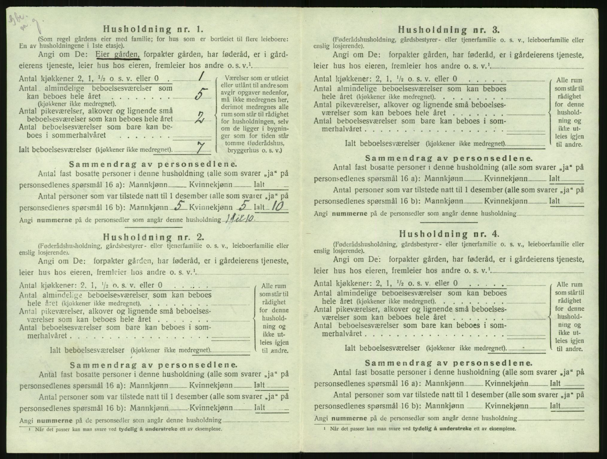 SAK, 1920 census for Birkenes, 1920, p. 262