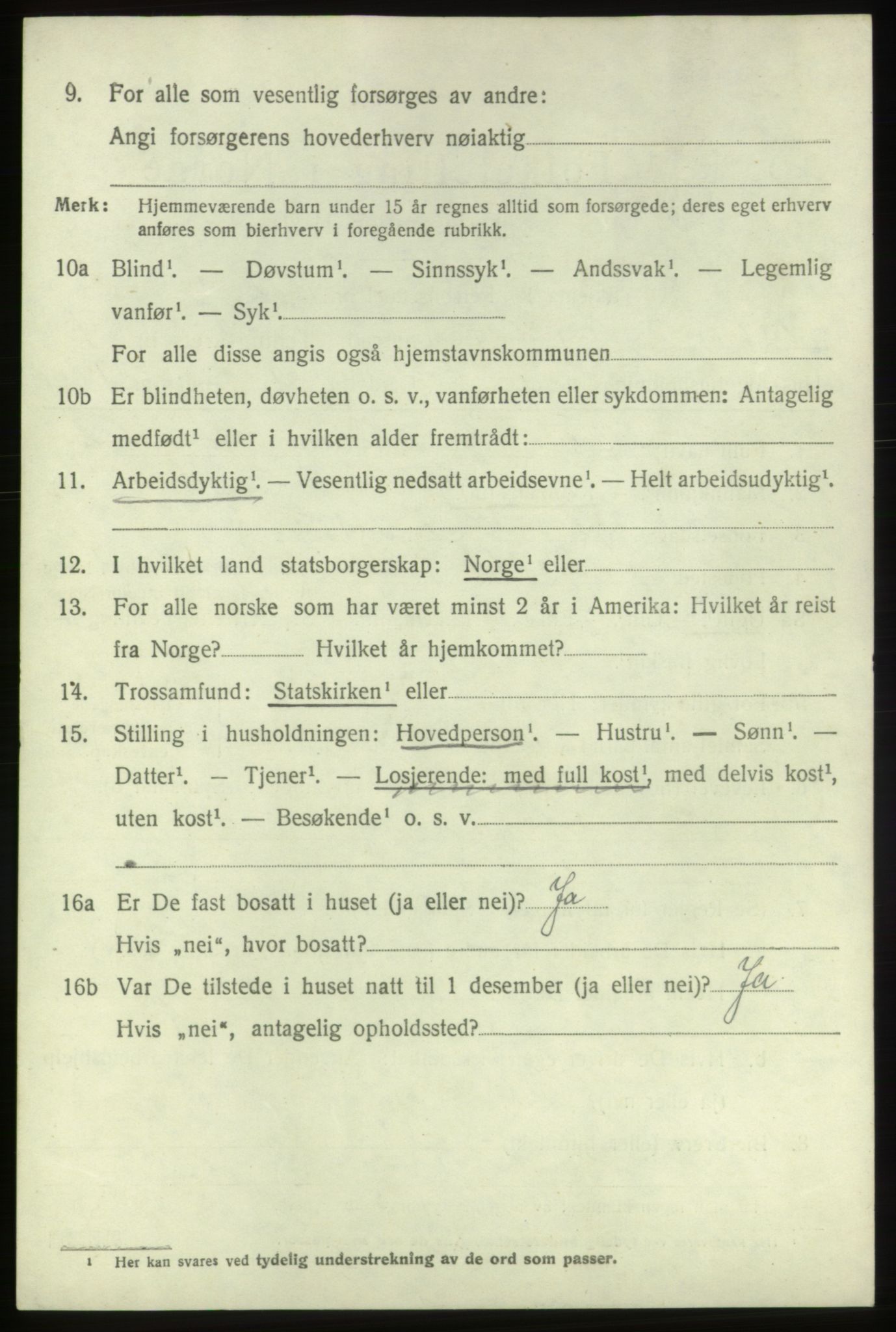 SAB, 1920 census for Bremnes, 1920, p. 1827