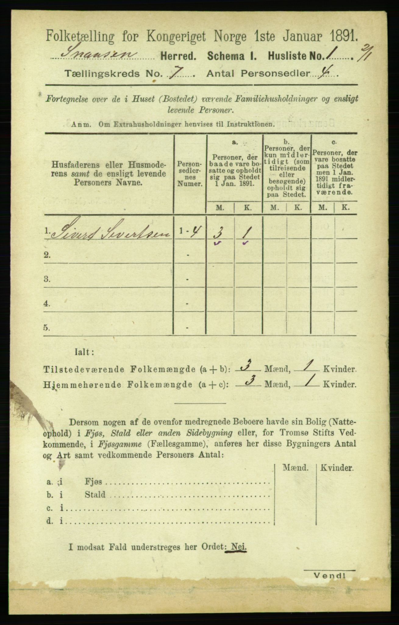 RA, 1891 census for 1736 Snåsa, 1891, p. 2275