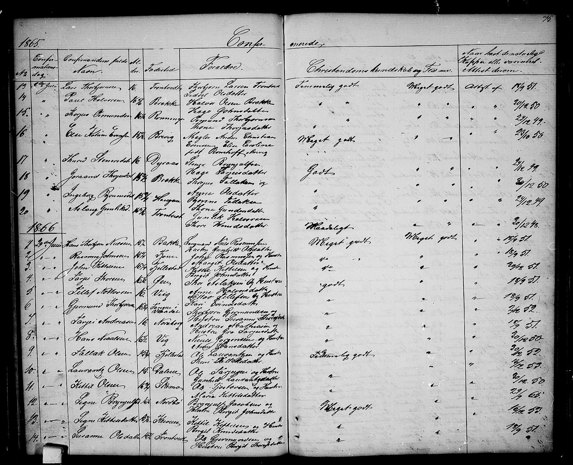 Nissedal kirkebøker, SAKO/A-288/G/Ga/L0002: Parish register (copy) no. I 2, 1861-1887, p. 75