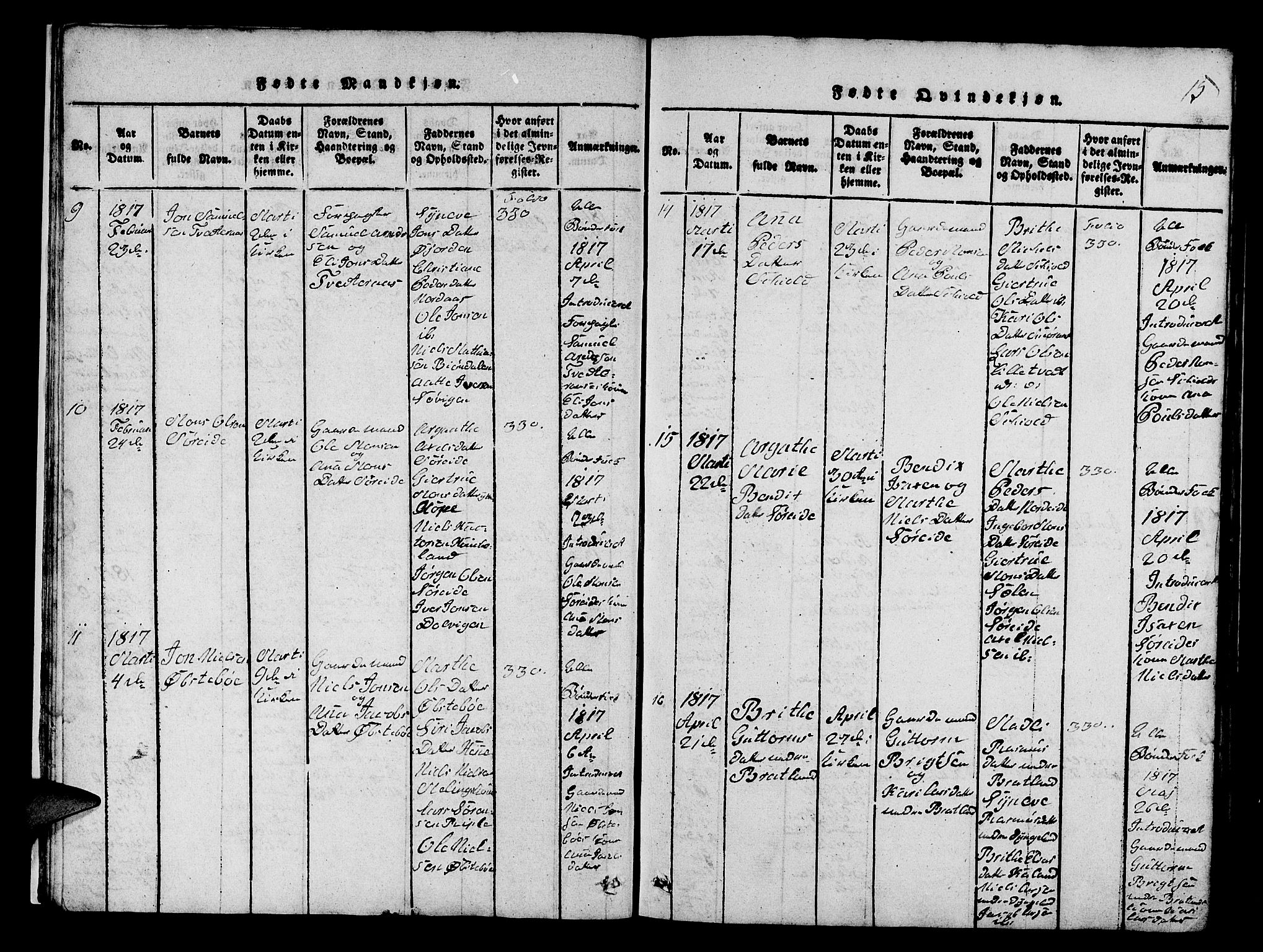 Fana Sokneprestembete, AV/SAB-A-75101/H/Hab/Haba/L0001: Parish register (copy) no. A 1, 1816-1836, p. 15