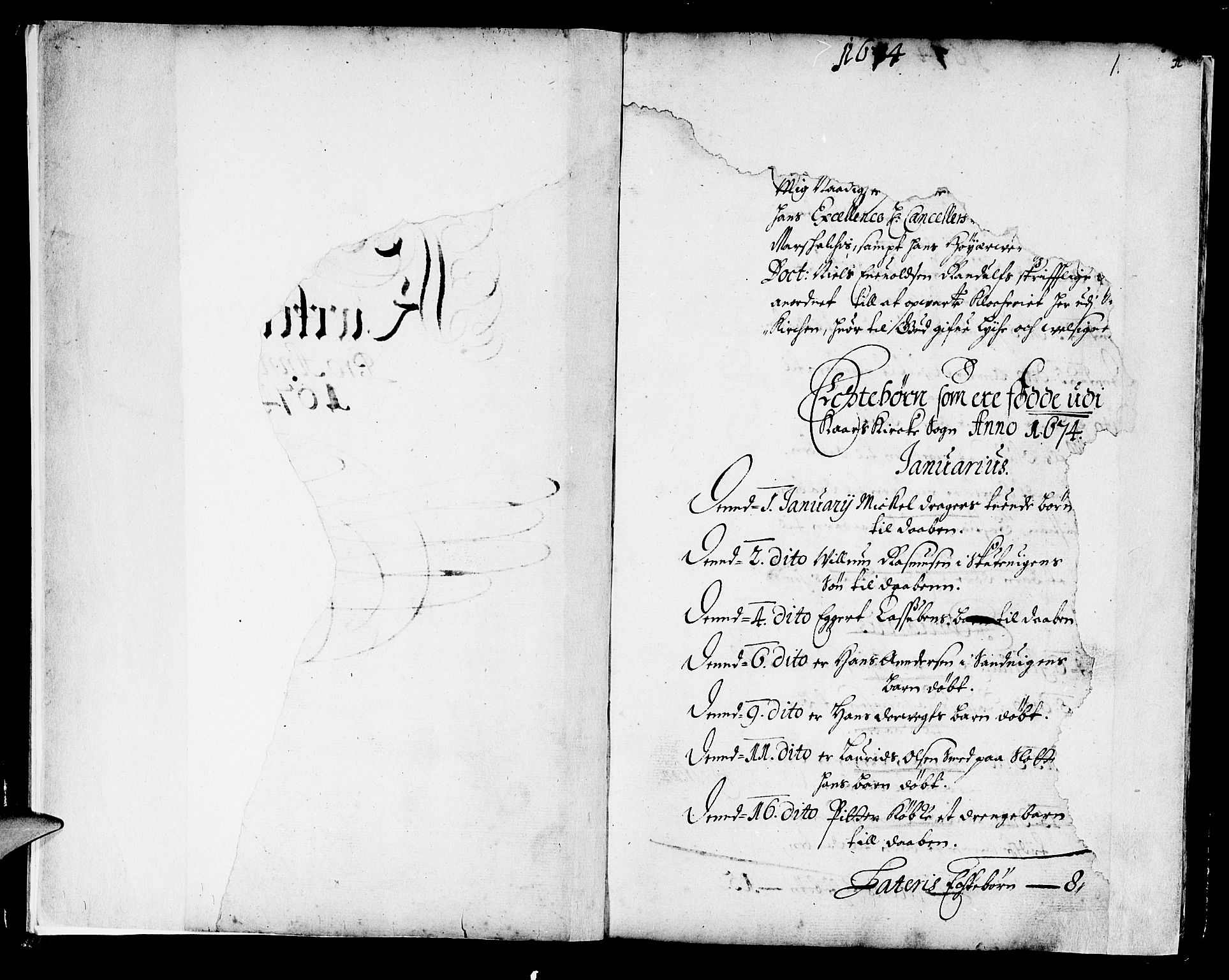 Korskirken sokneprestembete, AV/SAB-A-76101/H/Haa/L0001: Parish register (official) no. A 1, 1674-1688, p. 1