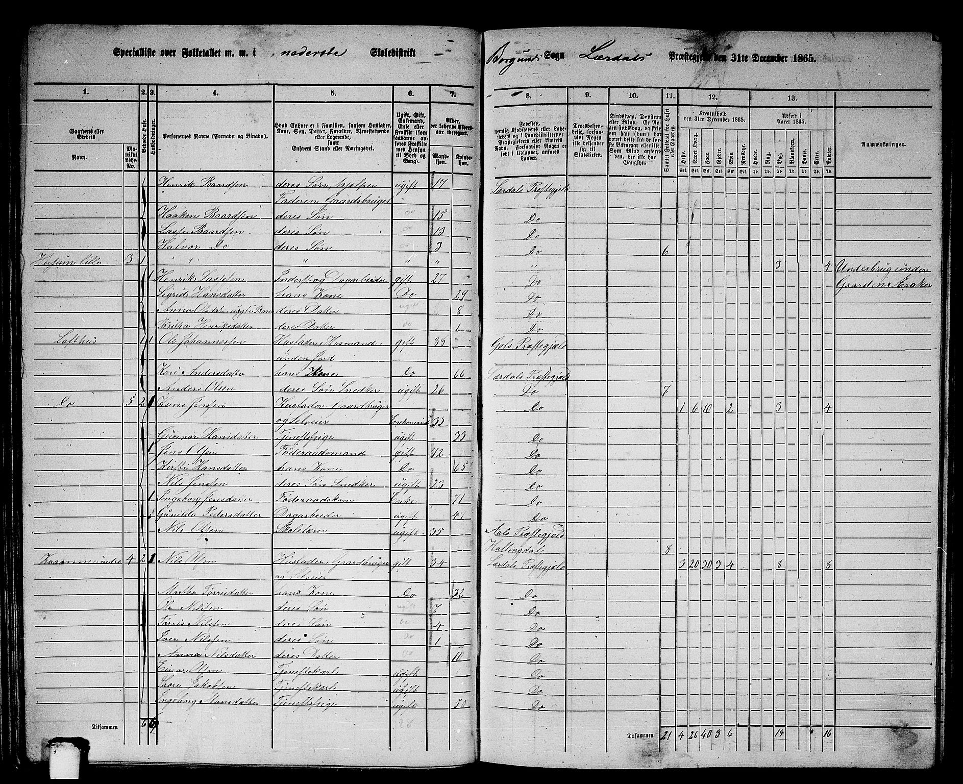 RA, 1865 census for Lærdal, 1865, p. 34