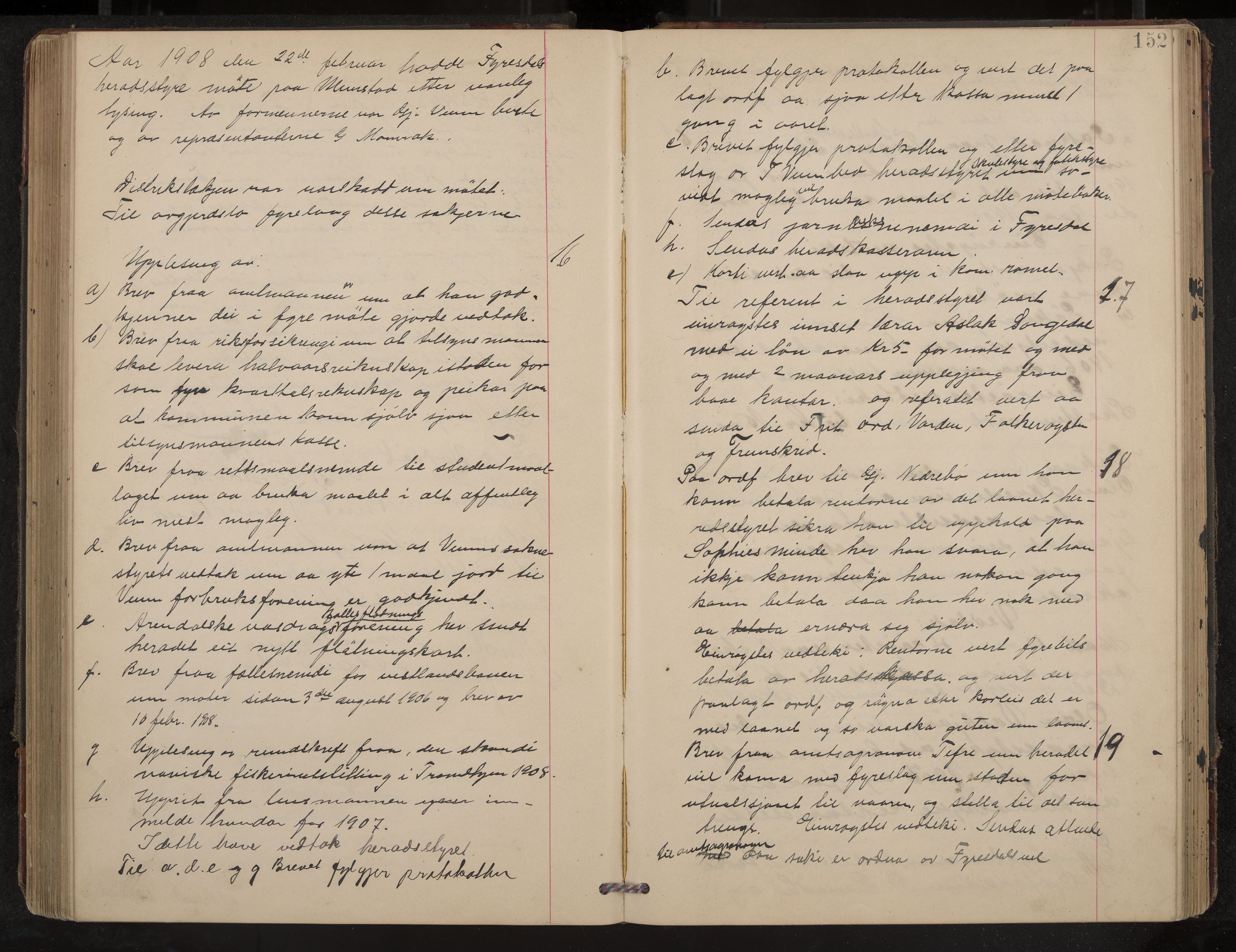 Fyresdal formannskap og sentraladministrasjon, IKAK/0831021-1/Aa/L0004: Møtebok, 1903-1911, p. 152